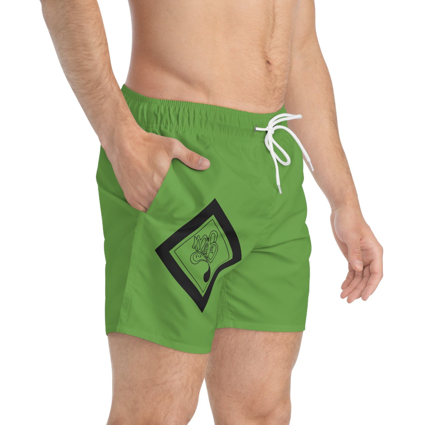 Vibrant Green Swim Trunks, Summer Beachwear, Men's Swim Shorts, Pool Party Attire, Vacation Essentials