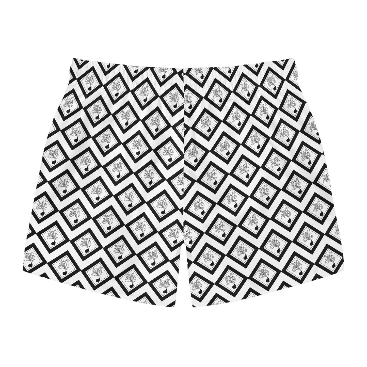 Stylish Black and White Swim Trunks, Beachwear, Pool Party, Summer Casual, Vacation Essential, Quirky Men's Swimwear