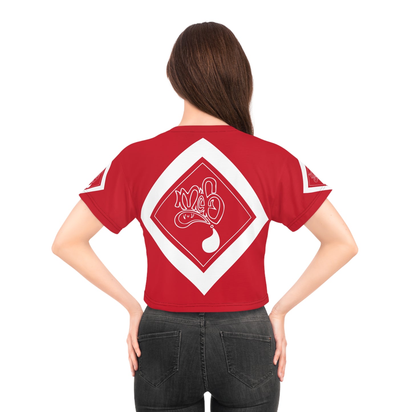 mofo 15star logo diamond combo dark red crop tee