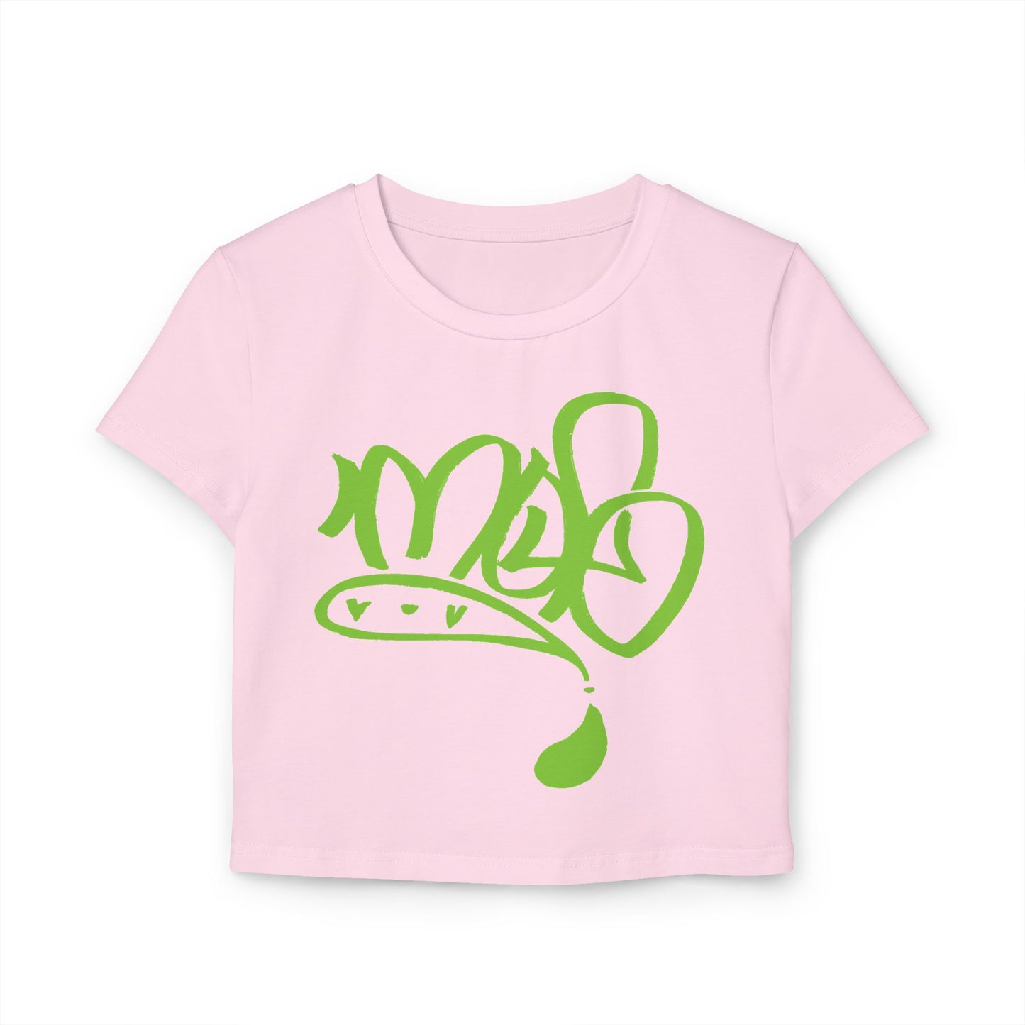 Stylish Women's Baby Tee with Funky Green Graphic, Casual Top, Streetwear, Trending T-Shirt, Gift for Her, Summer Fashion