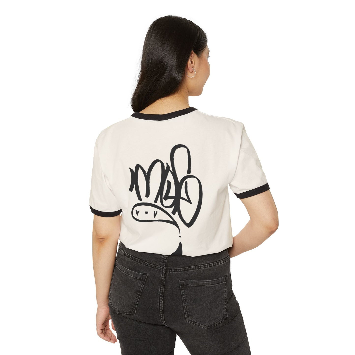 Stylish Unisex Ringer Tee with Creative Graffiti Design, Casual Grunge T-Shirt, Streetwear Top, Funky Art Tee, Gift for Artists