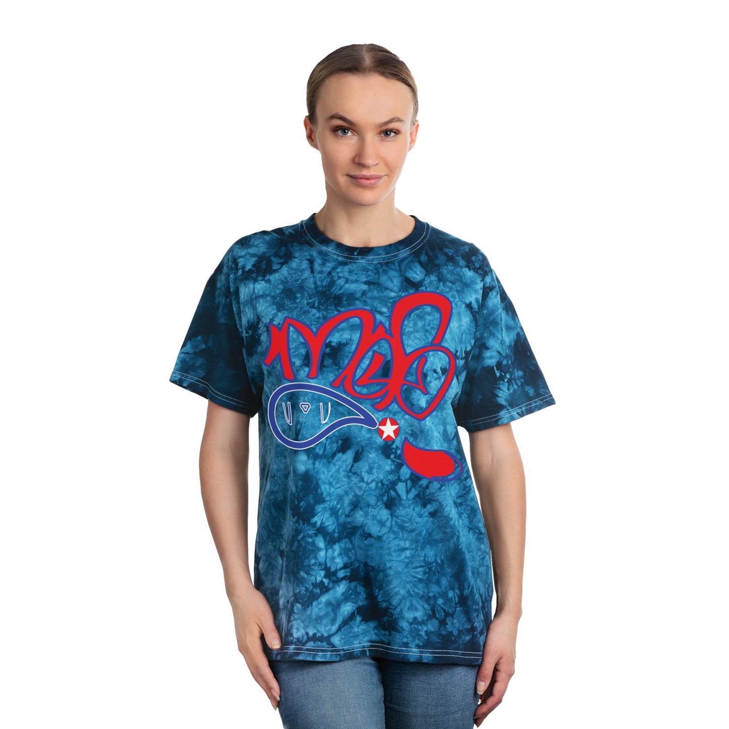 Trendy Tie-Dye Tee, Crystal Blue Graphic Shirt, Casual Summer Wear, Beach Outfit, Festival Clothing, Unique Gift Idea
