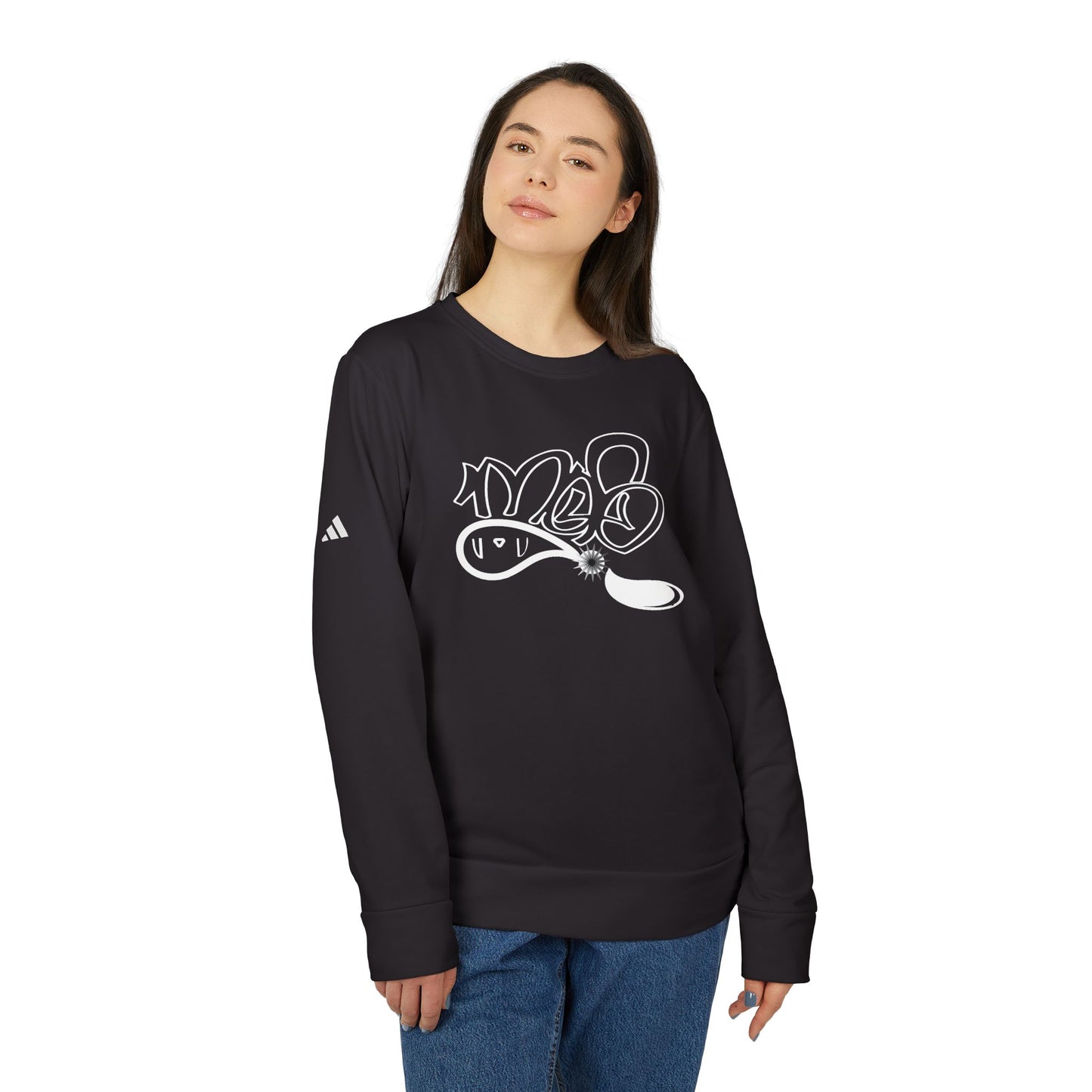 Adidas Graffiti Fleece Crewneck Sweatshirt, Cozy Unisex Casual Wear, Street Style Sweatshirt, Gift for him, Trendy Apparel, Everyday Comfort