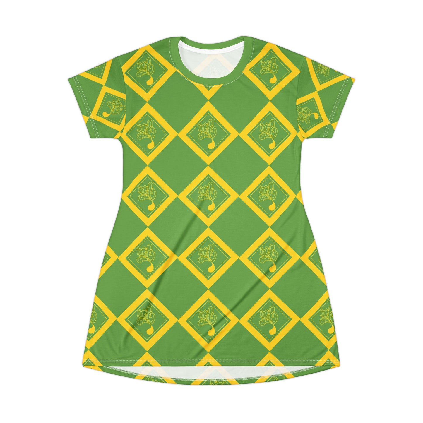 Vibrant Green AOP T-Shirt Dress, Comfortable Casual Dress, Trendy Summer Outfit, Gift for Her, Unique Daily Wear
