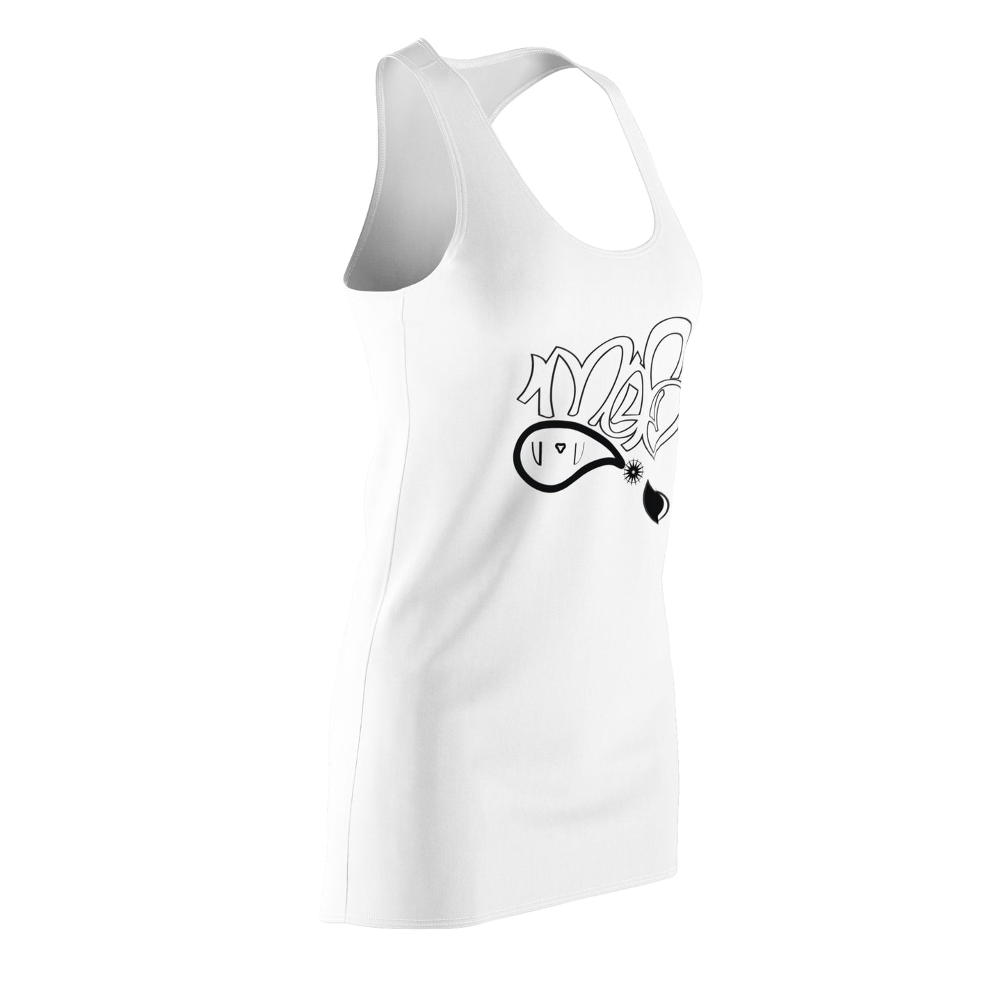 Stylish Women's Racerback Dress with Artistic Design, Casual Wear, Summer Dress, Beach Outfit, Gift for Her, Festival Attire