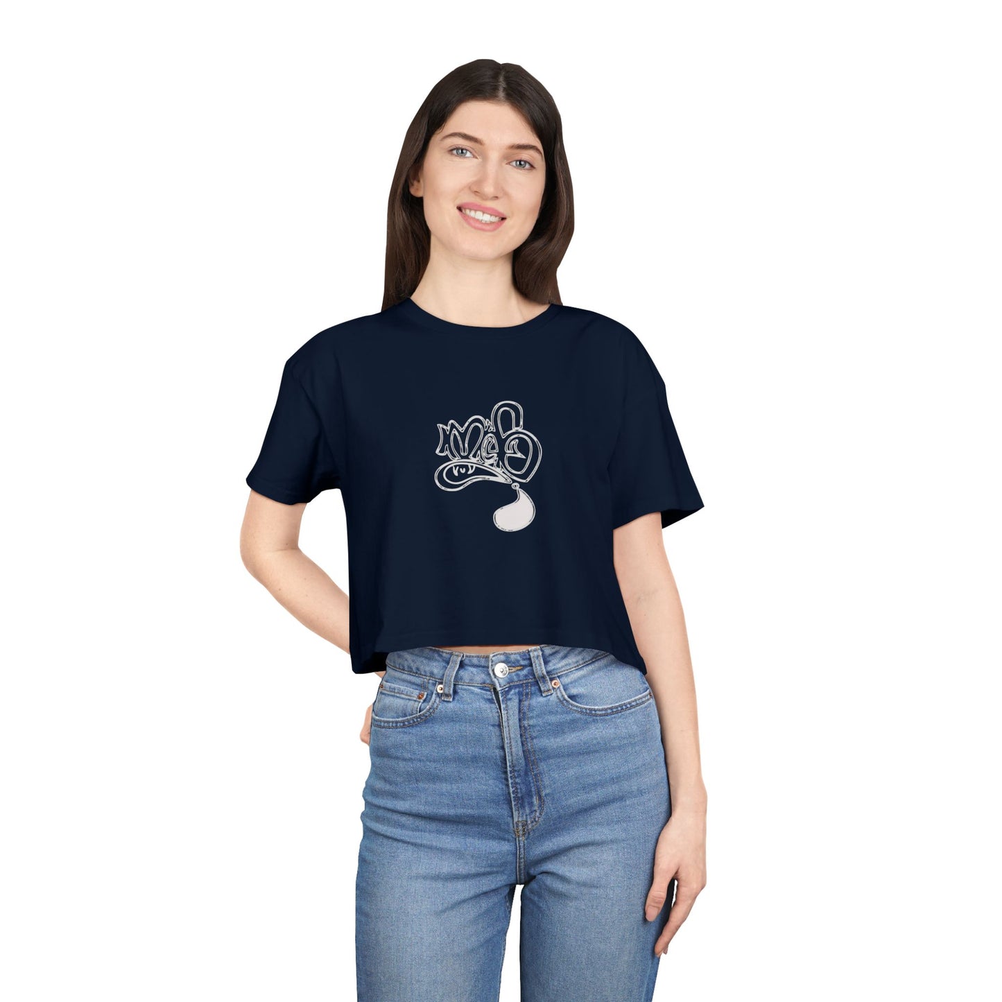 Playful Cartoon Women's Crop Tee, Casual Summer Shirt, Fun Everyday Top, Gift for Friends, Trendy Streetwear