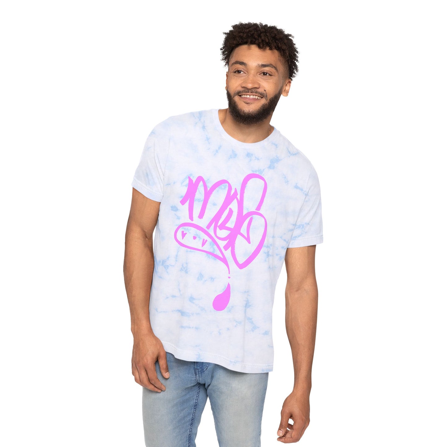 Trendy Unisex Tie-Dye T-Shirt with Pink Prints, Casual Wear, Summer Essentials, Streetwear, Gift for Fashion Lovers