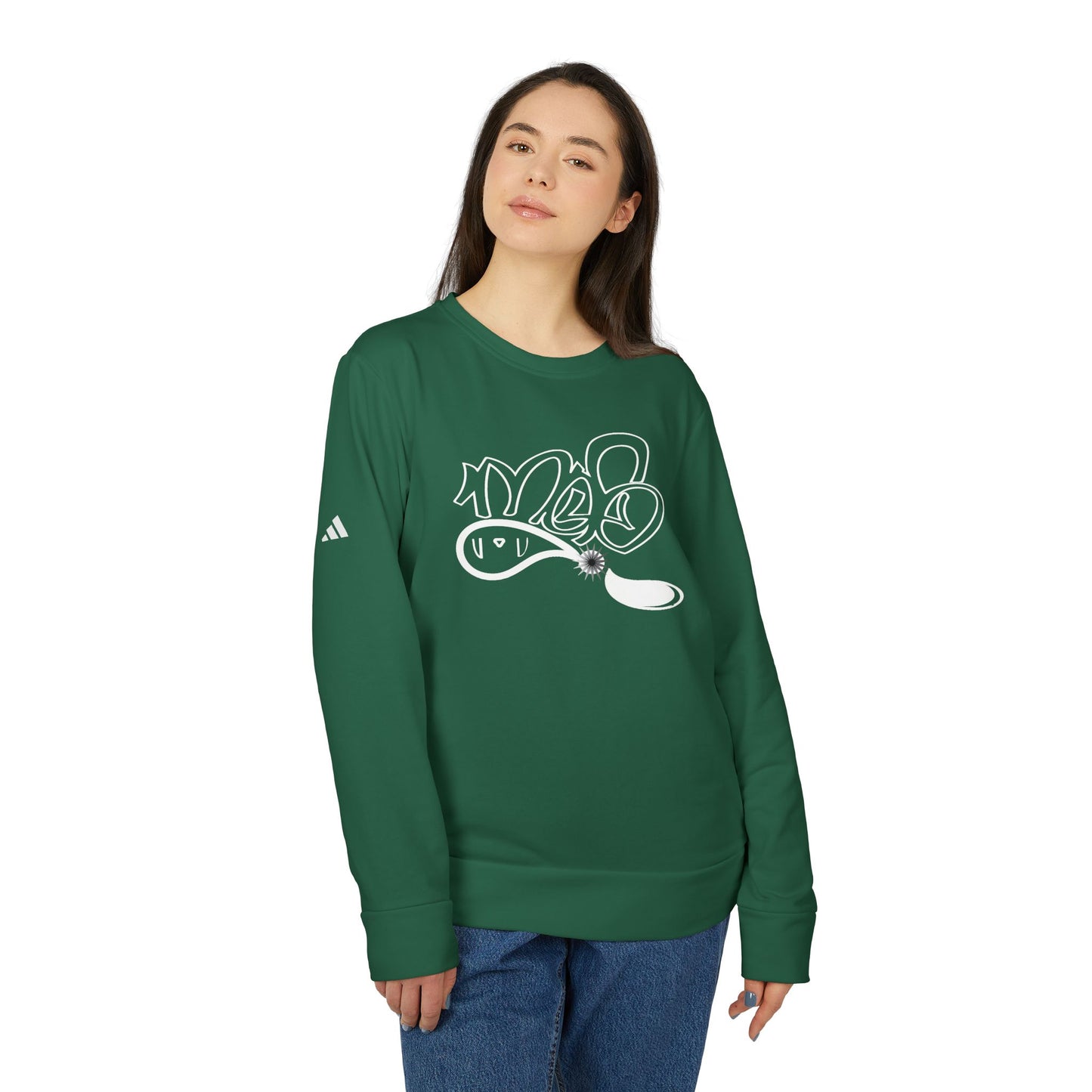 Adidas Graffiti Fleece Crewneck Sweatshirt, Cozy Unisex Casual Wear, Street Style Sweatshirt, Gift for him, Trendy Apparel, Everyday Comfort