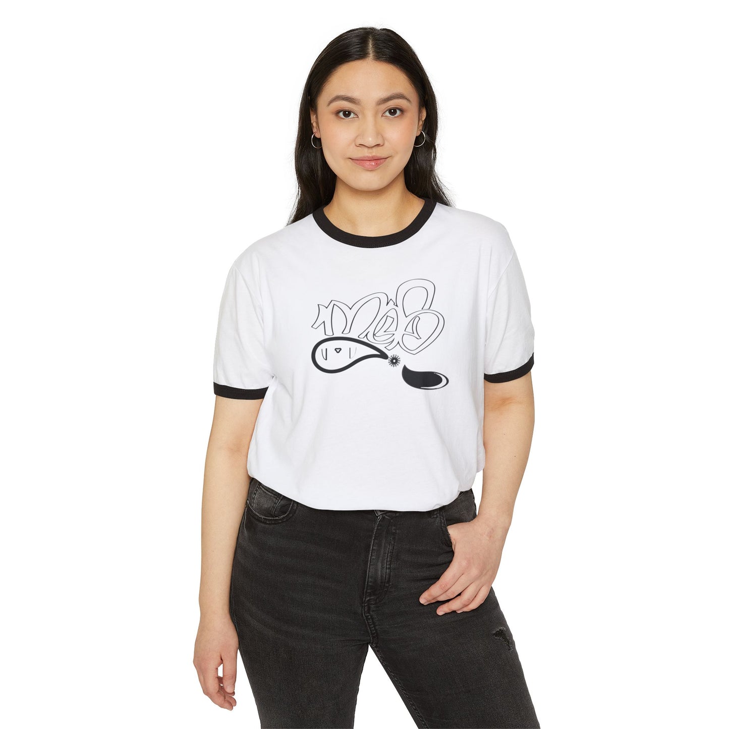 Graffiti-Inspired Unisex Cotton Ringer T-Shirt, Streetwear Style Tee, Casual Graphic Tee, Gift for Art Lovers, Urban Fashion T-Shirt