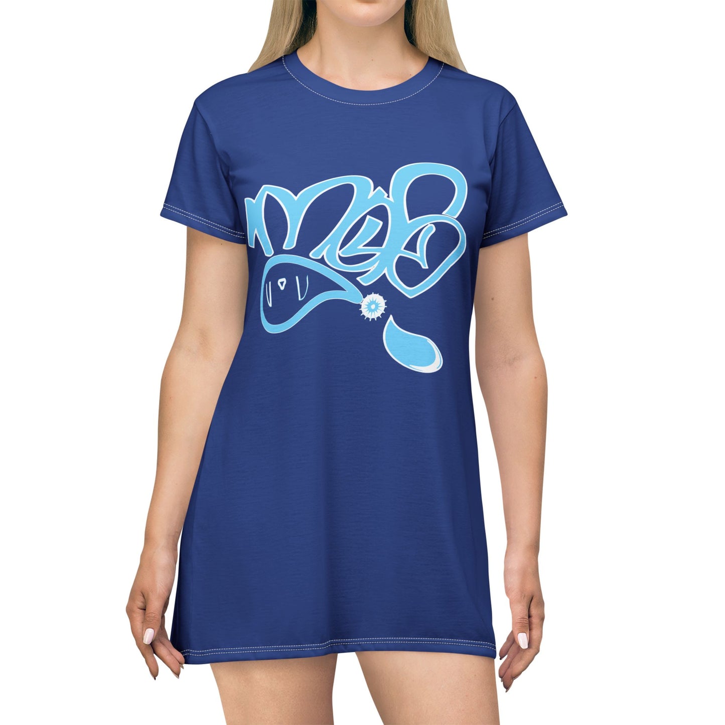 Cool Graffiti T-Shirt Dress, Casual Summer Dress, Streetwear Outfit, Unique Graphic Dress, Trendy Everyday Wear