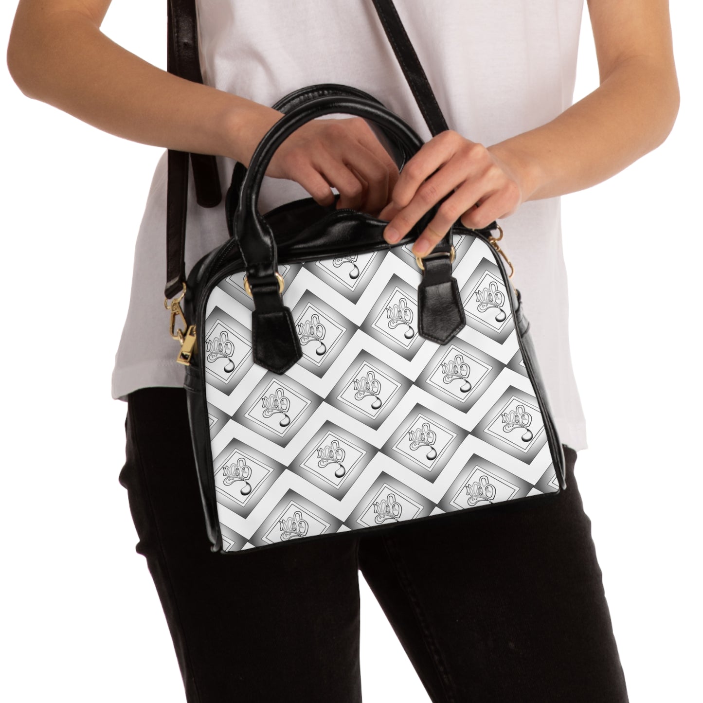 Elegant Monochrome Shoulder Handbag