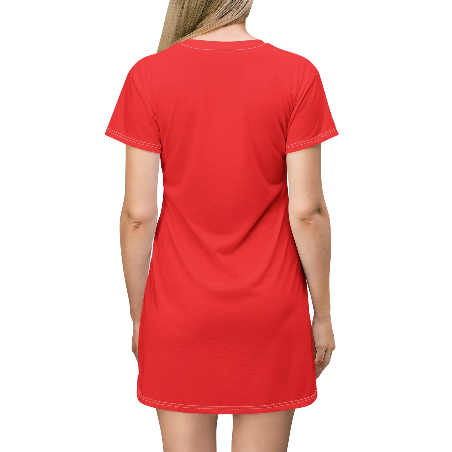 Vibrant Red Graphic T-Shirt Dress for Fun Days, Casual Wear, Trendy Summer Style, Perfect Gift for Birthdays, Music Festivals