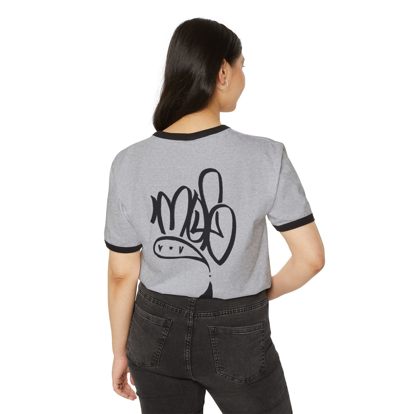 Stylish Unisex Ringer Tee with Creative Graffiti Design, Casual Grunge T-Shirt, Streetwear Top, Funky Art Tee, Gift for Artists