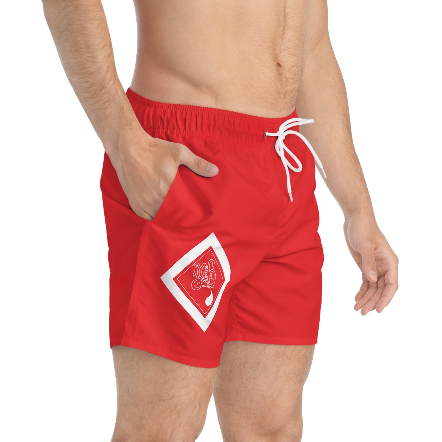 Vibrant Red Swim Trunks for Summer Fun, Beachwear, Pool Parties, Vacation Essentials, Gift for Him