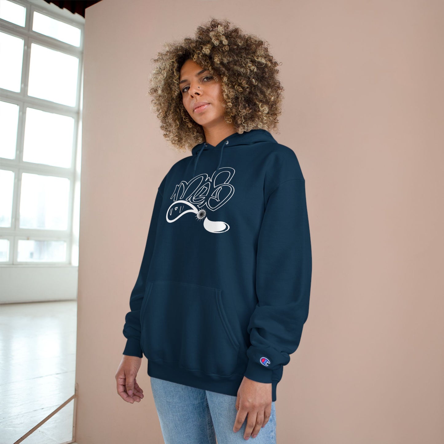 Stylish Champion Hoodie, Cozy Sweatshirt, Graffiti Design Apparel, Casual Wear, Unique Gift for Streetwear Fans