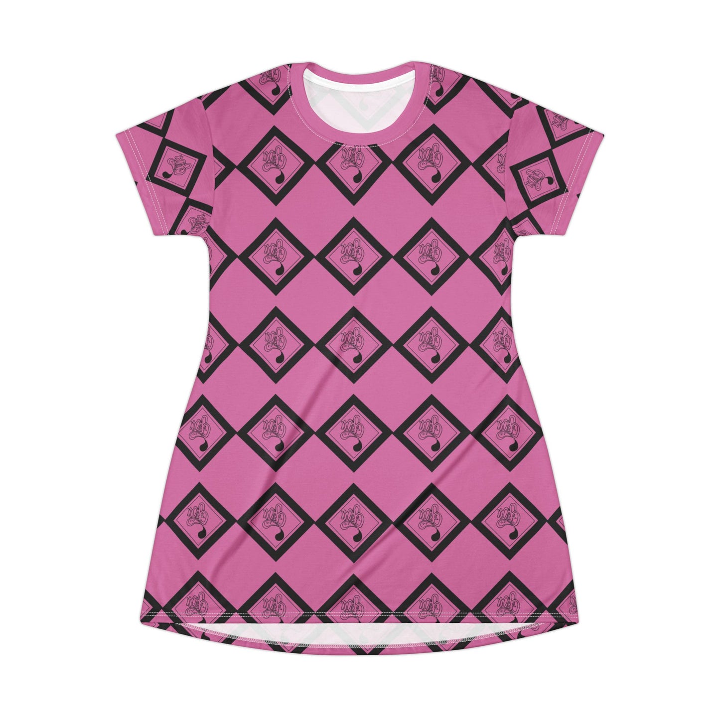Chic Pink Geometric T-Shirt Dress | Casual Summer Outfit, Trendy Lounge Dress, Gift for Her, Everyday Wear, Festival Style
