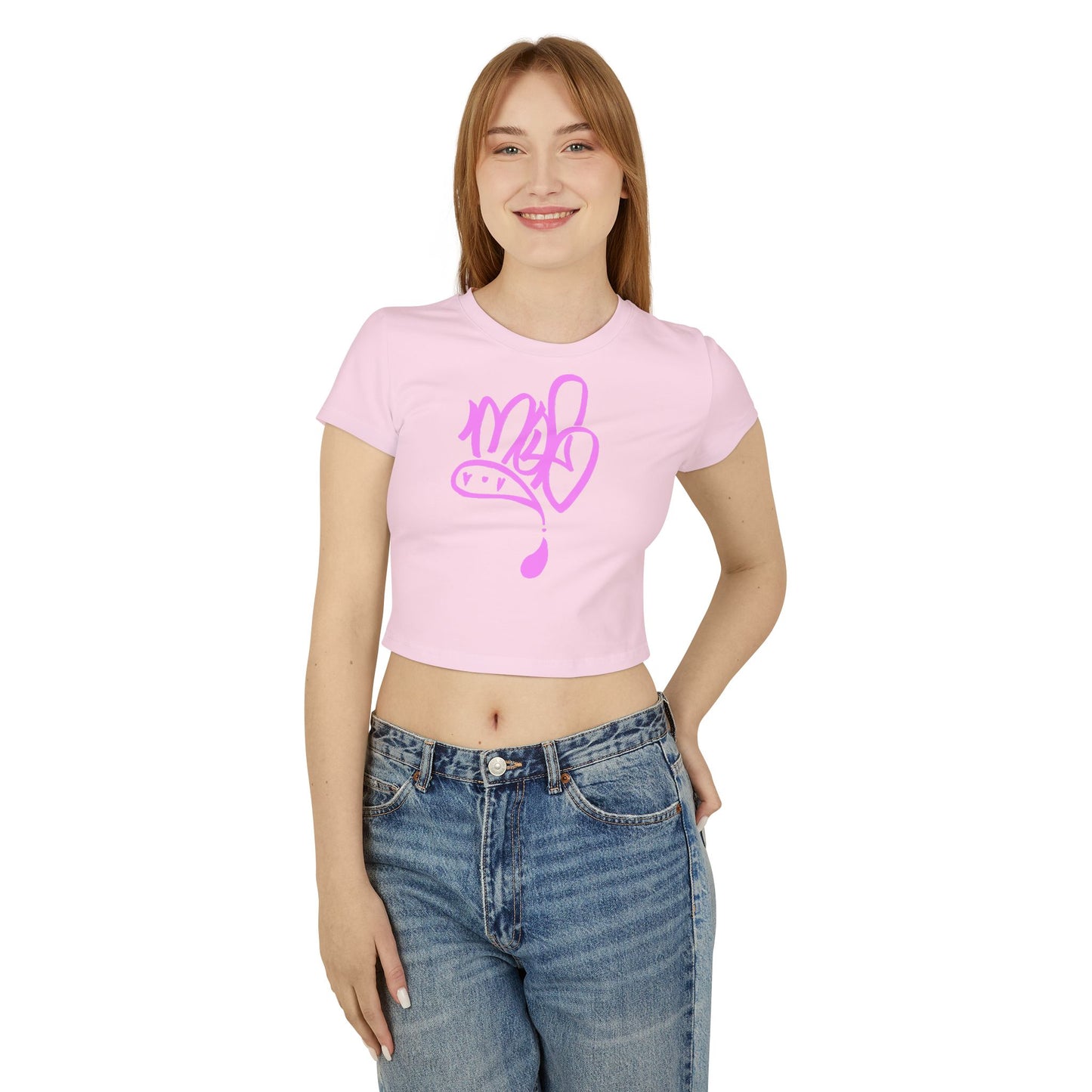 Trendy Women's Baby Tee with Pink Design - Stylish Crop Top, Casual Wear, Gift for Her, Birthday Tee, Summer Fashion