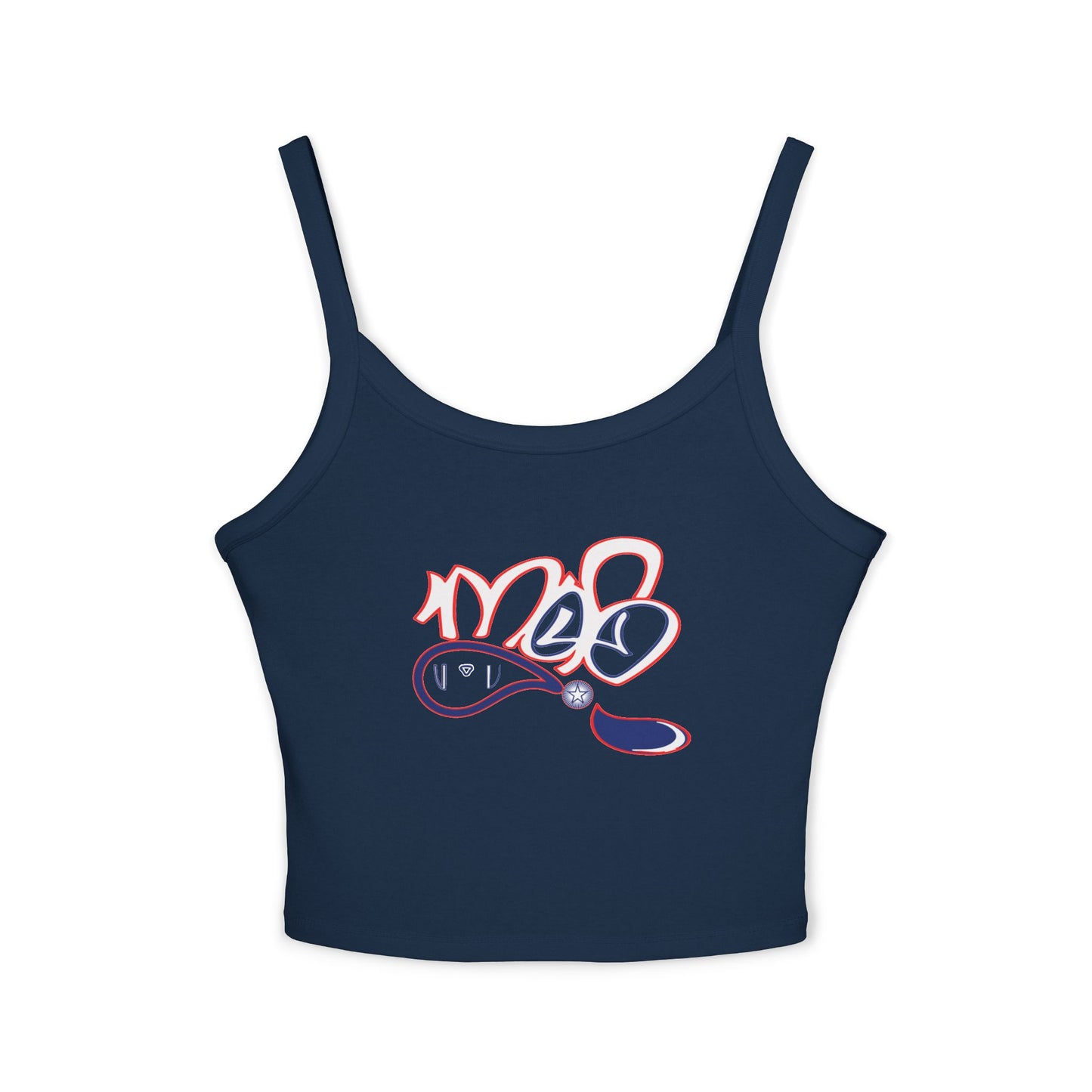 Chic Women's Spaghetti Strap Tank Top with Playful Design, Summer Essential, Beachwear, Casual Layering, Birthday Gift, Festival Fashion