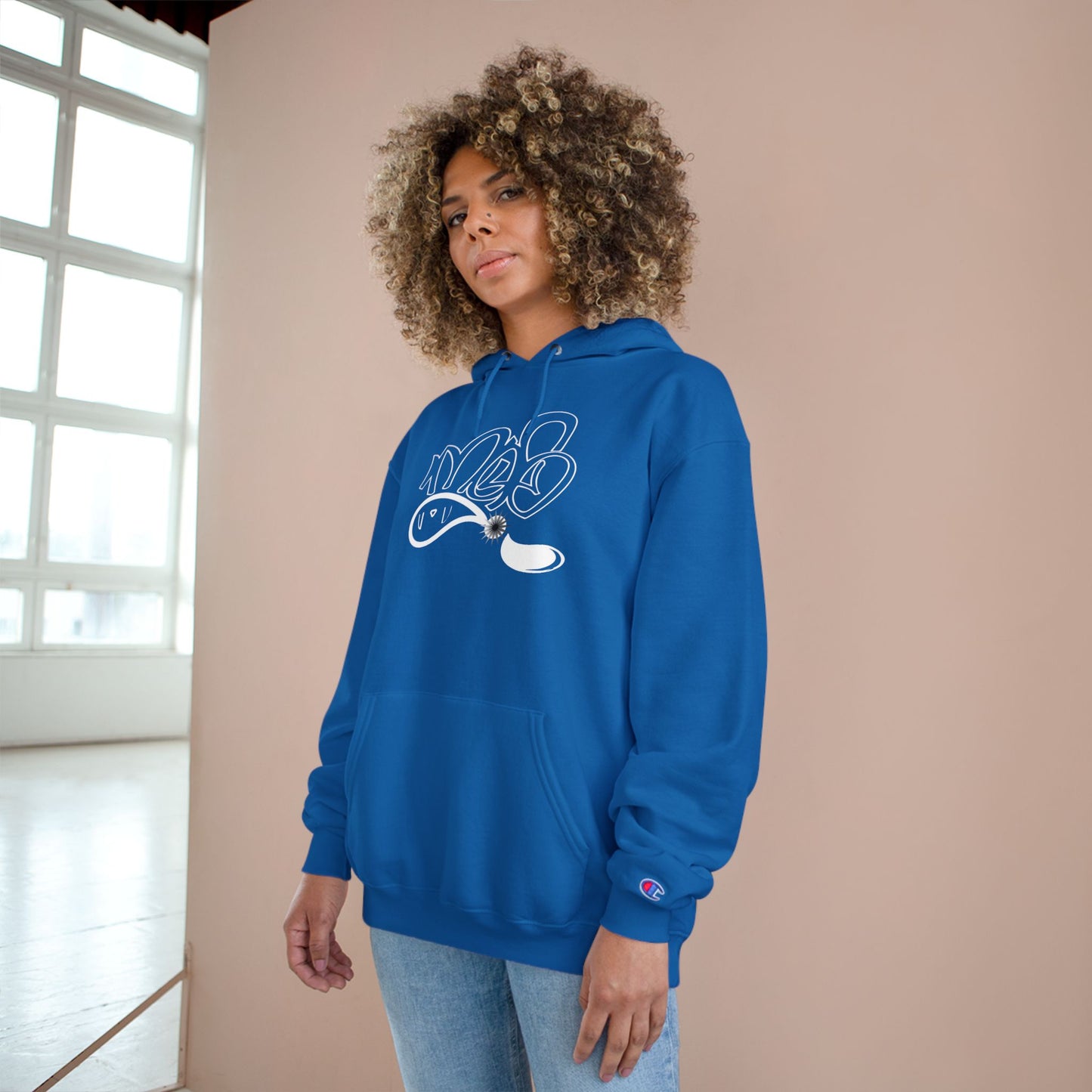 Stylish Champion Hoodie, Cozy Sweatshirt, Graffiti Design Apparel, Casual Wear, Unique Gift for Streetwear Fans