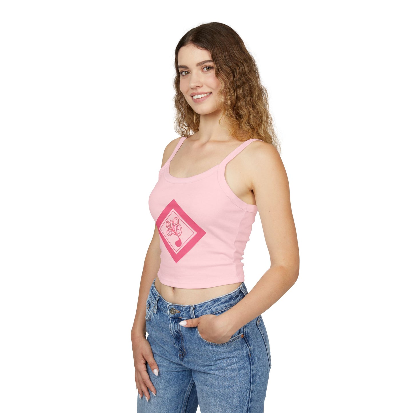 mofo logo diamond crop tank top pink