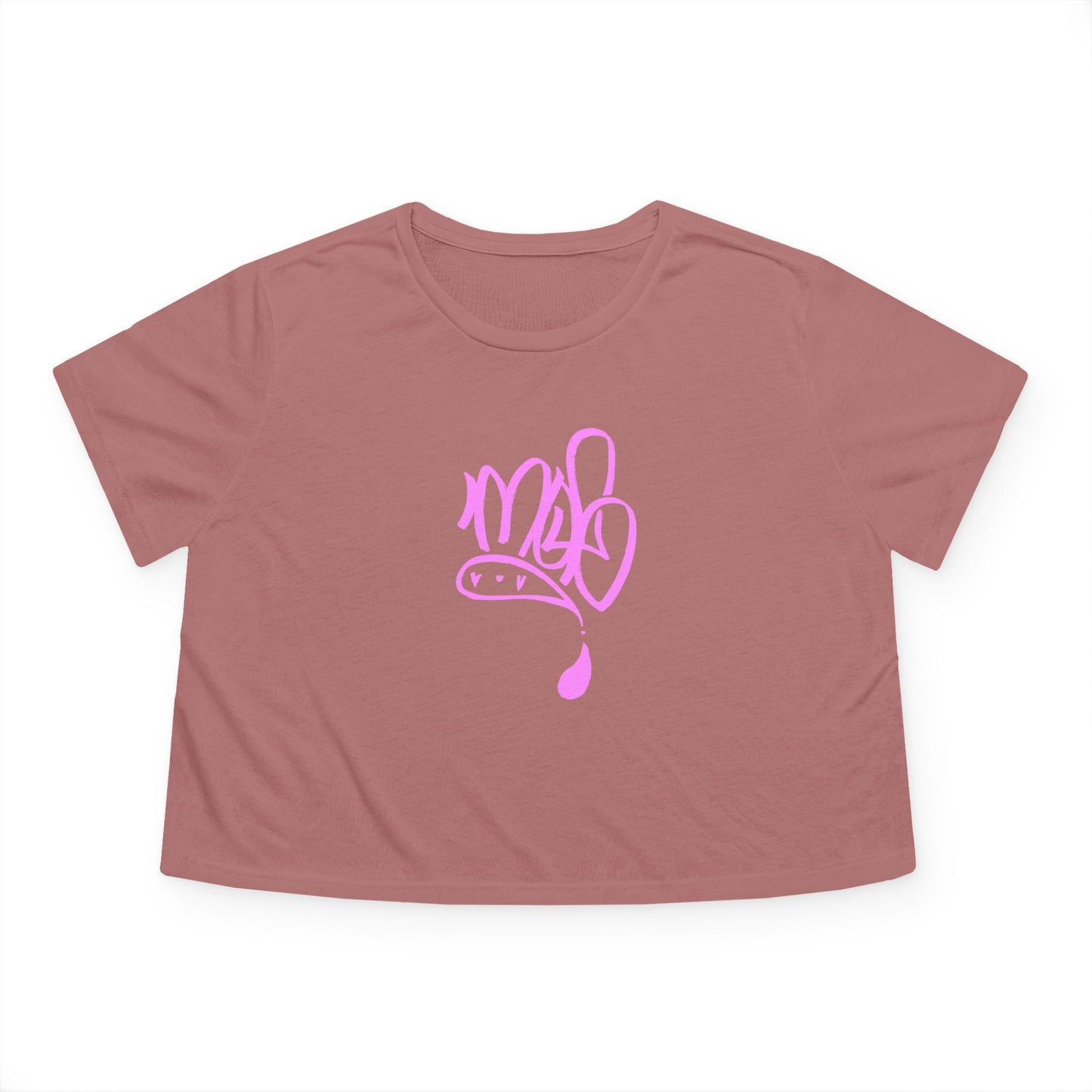 Stylish Women's Flowy Cropped Tee with Pink Design, Casual Wear, Summer Top, Gift for Her, Beach Style, Everyday Comfort
