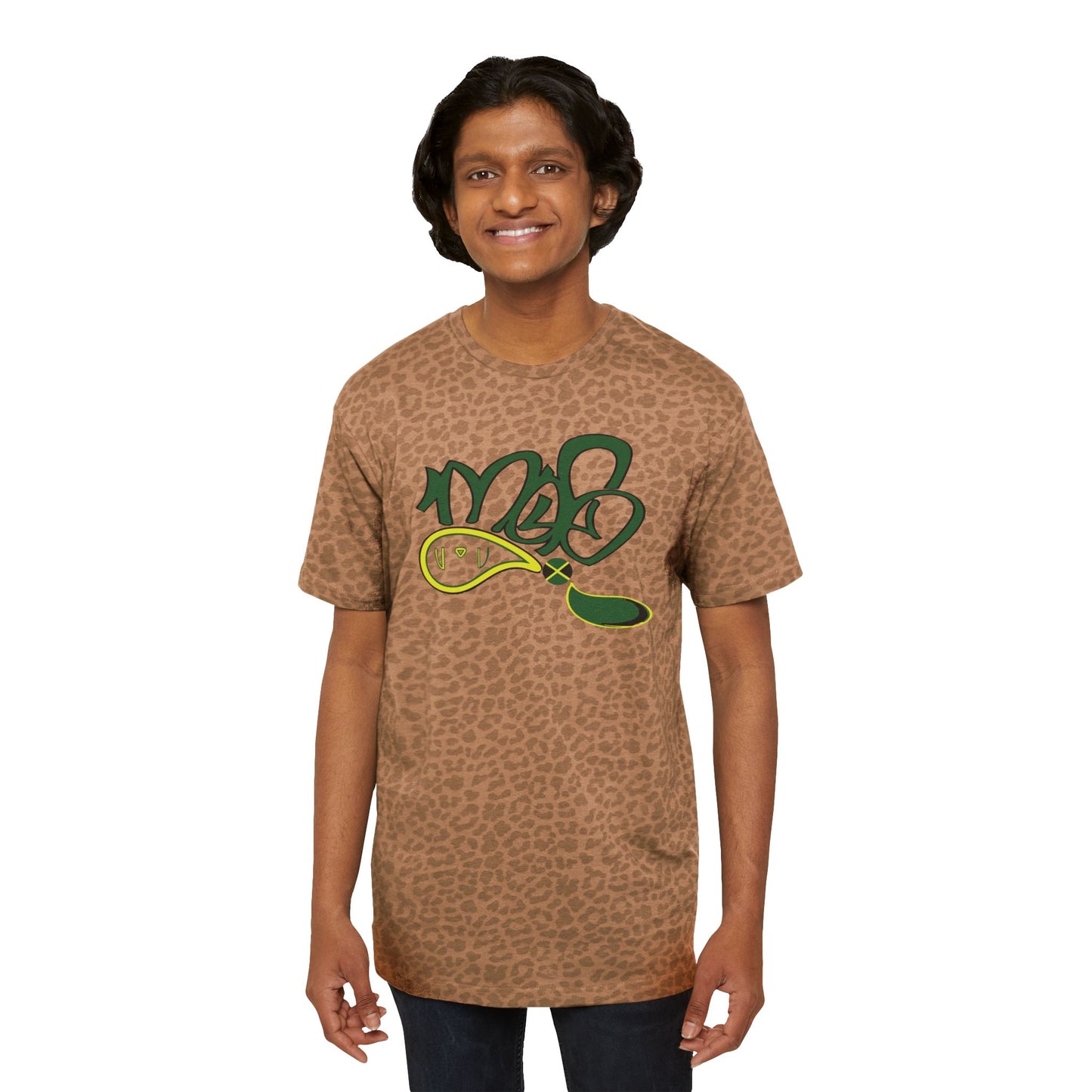 Men's Graphic Tee with Leopard Print, Casual Wear, Street Style, Unique Gift for Him, Trendy Fashion T-Shirt