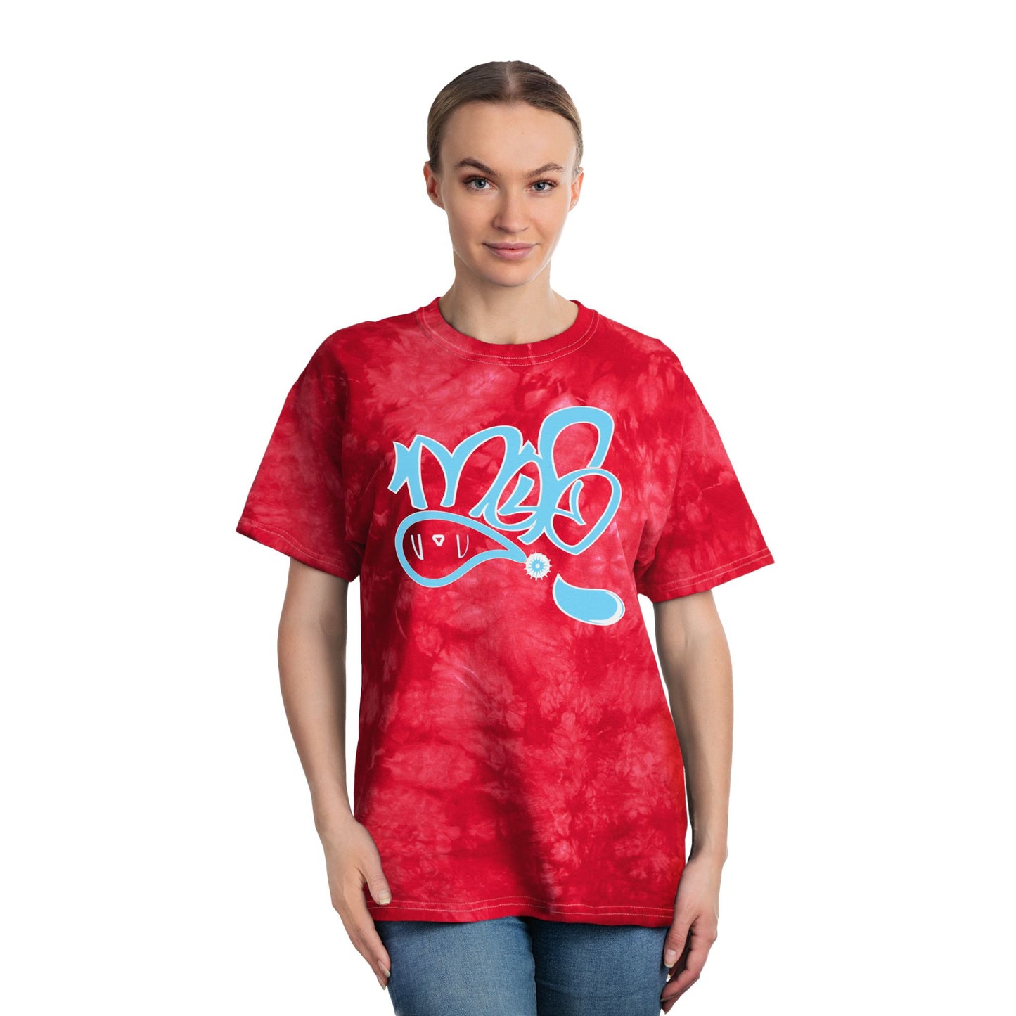 Crystal Tie-Dye Tee, Relaxed Unisex Summer Shirt, Festival Outfit, Gift for Trendy Friends, Casual Wear, Blue Tie-Dye T-Shirt