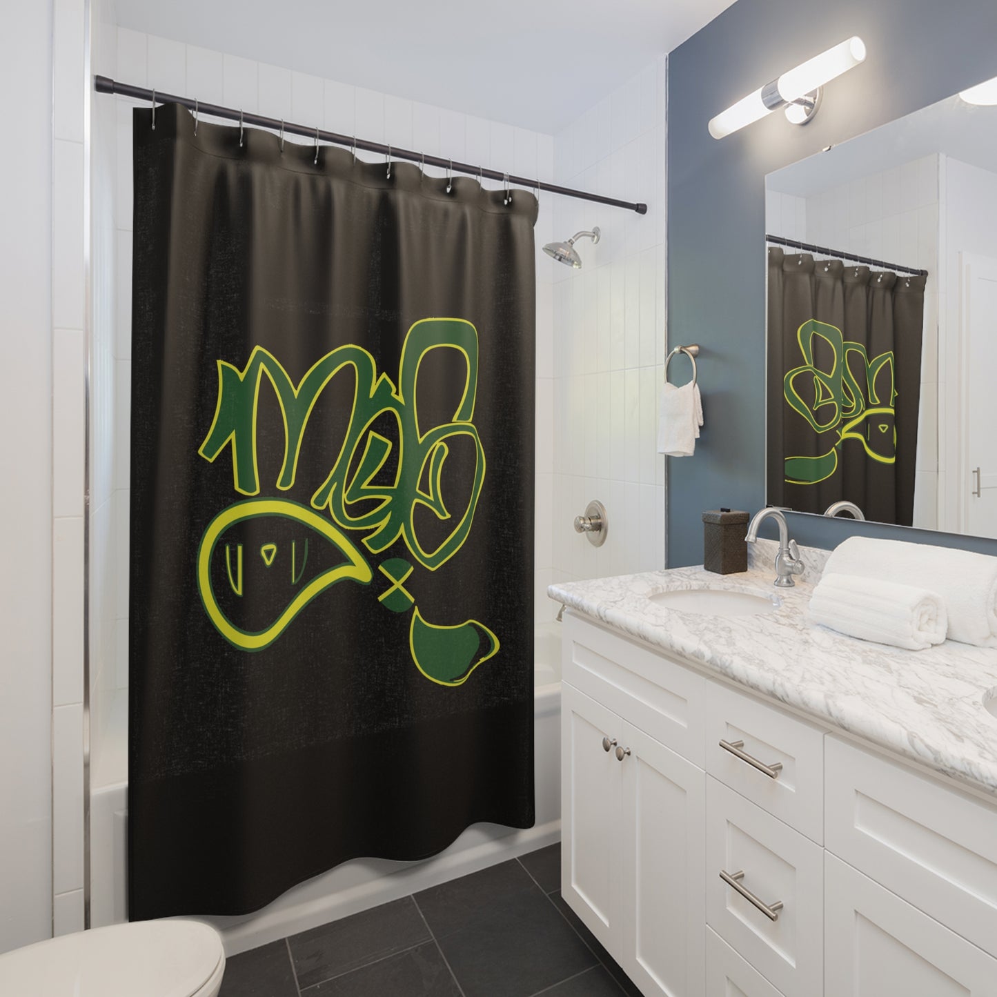 Urban Graffiti Shower Curtain, Artistic Home Decor, Modern Bathroom Accessories, Cool Gift Idea, Street Art Style