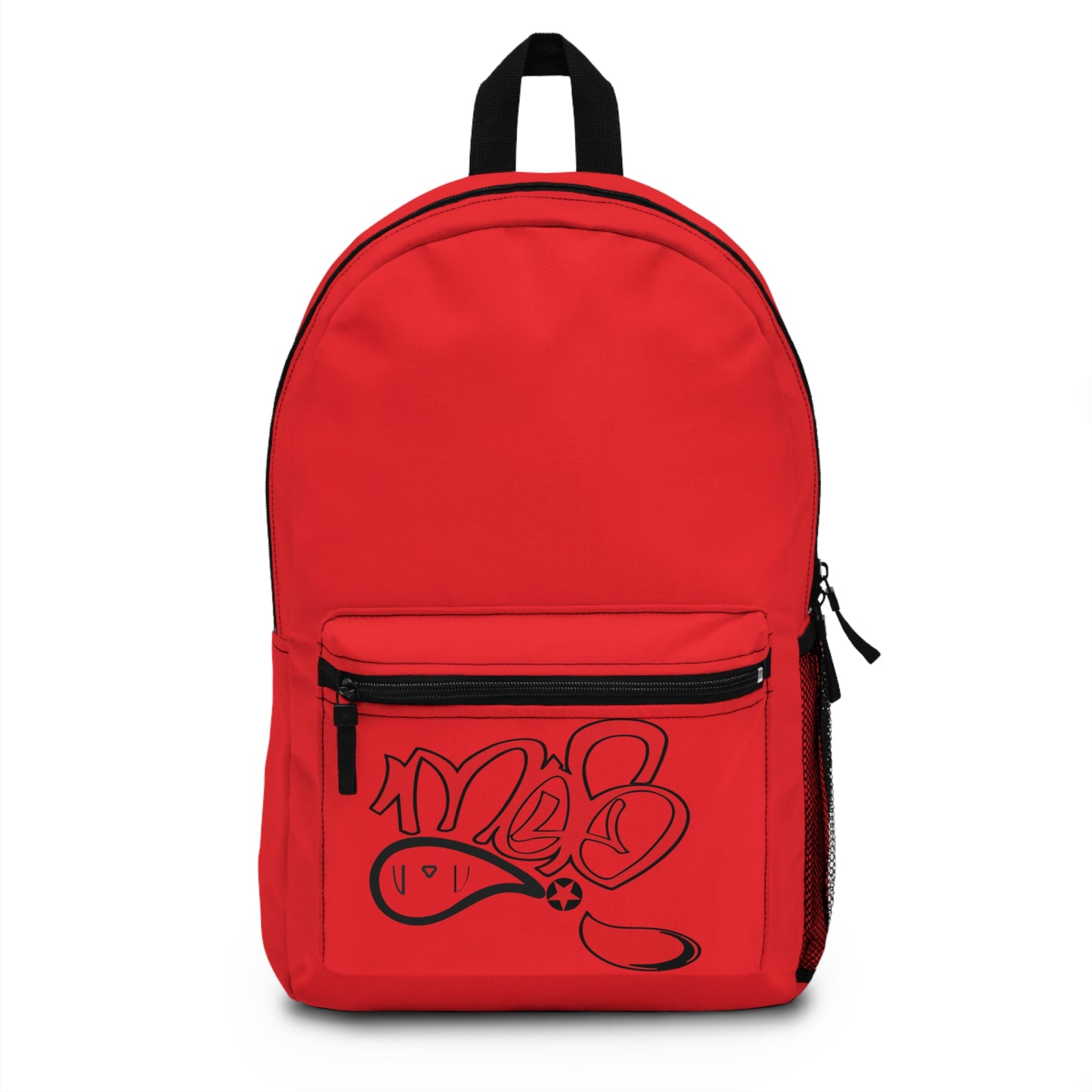 Stylish Red Backpack with Unique Graffiti Design, Trendy School Bag, Casual Everyday Backpack, Unique Gift for Students