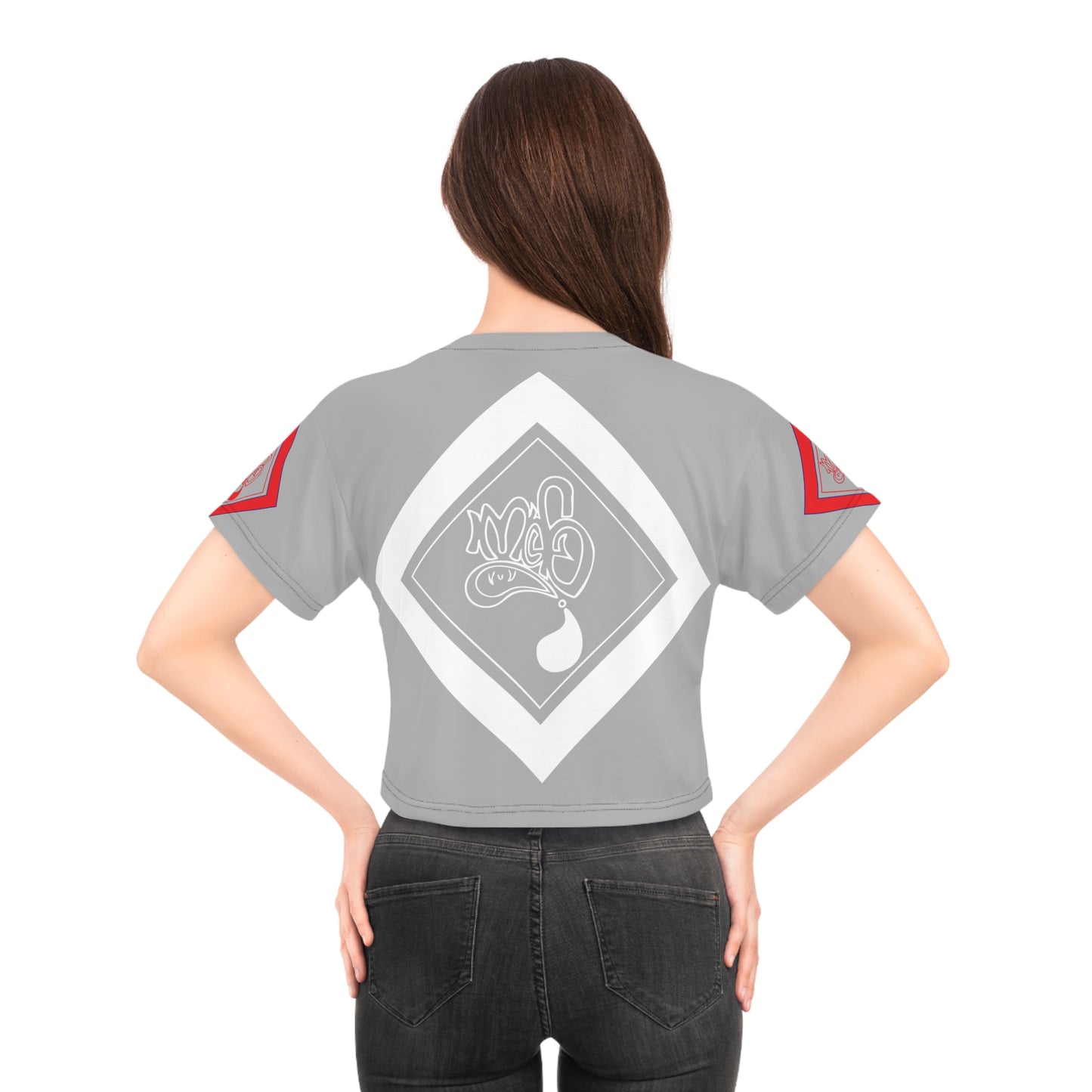 mofo usa logo diamond combo crop tee grey