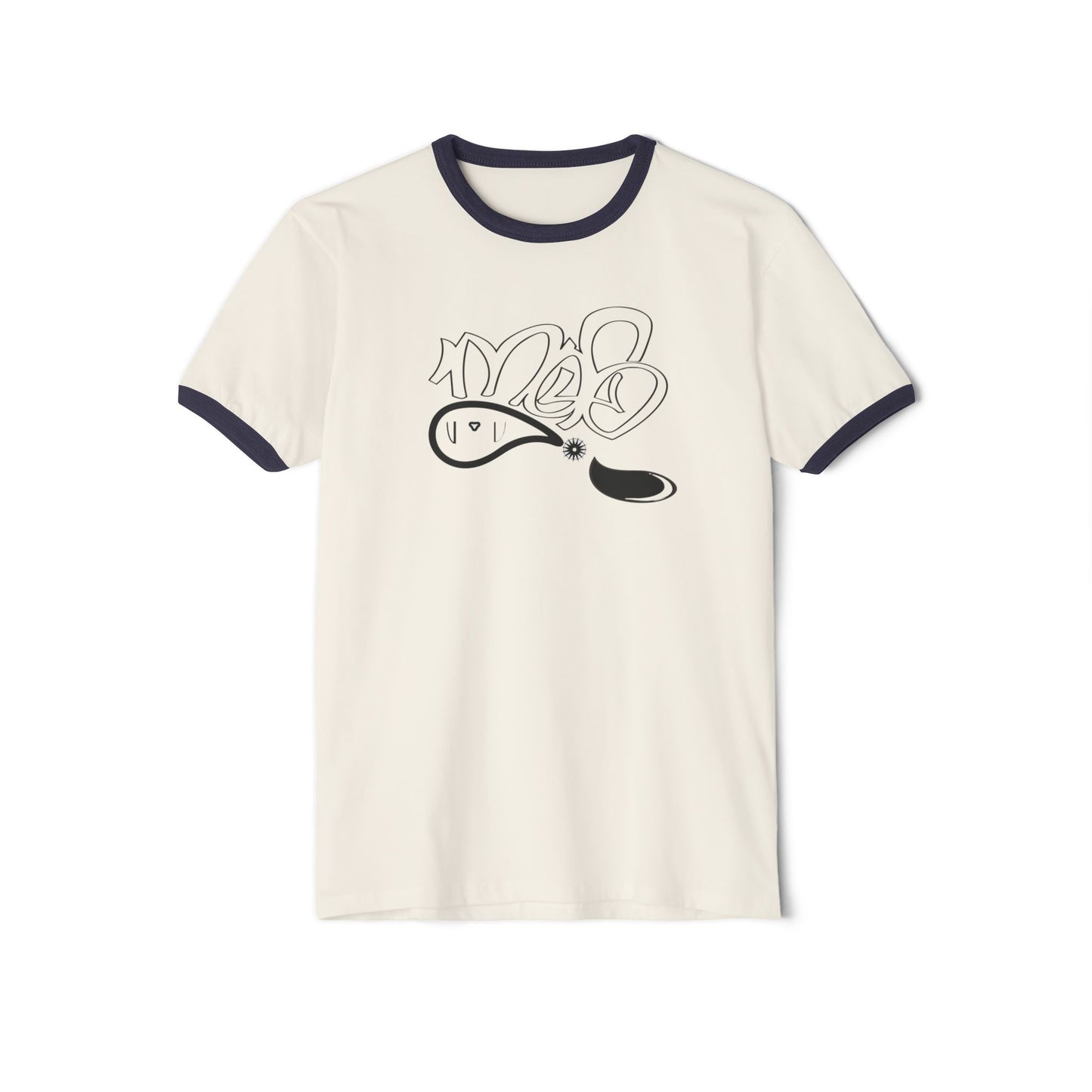 Graffiti-Inspired Unisex Cotton Ringer T-Shirt, Streetwear Style Tee, Casual Graphic Tee, Gift for Art Lovers, Urban Fashion T-Shirt
