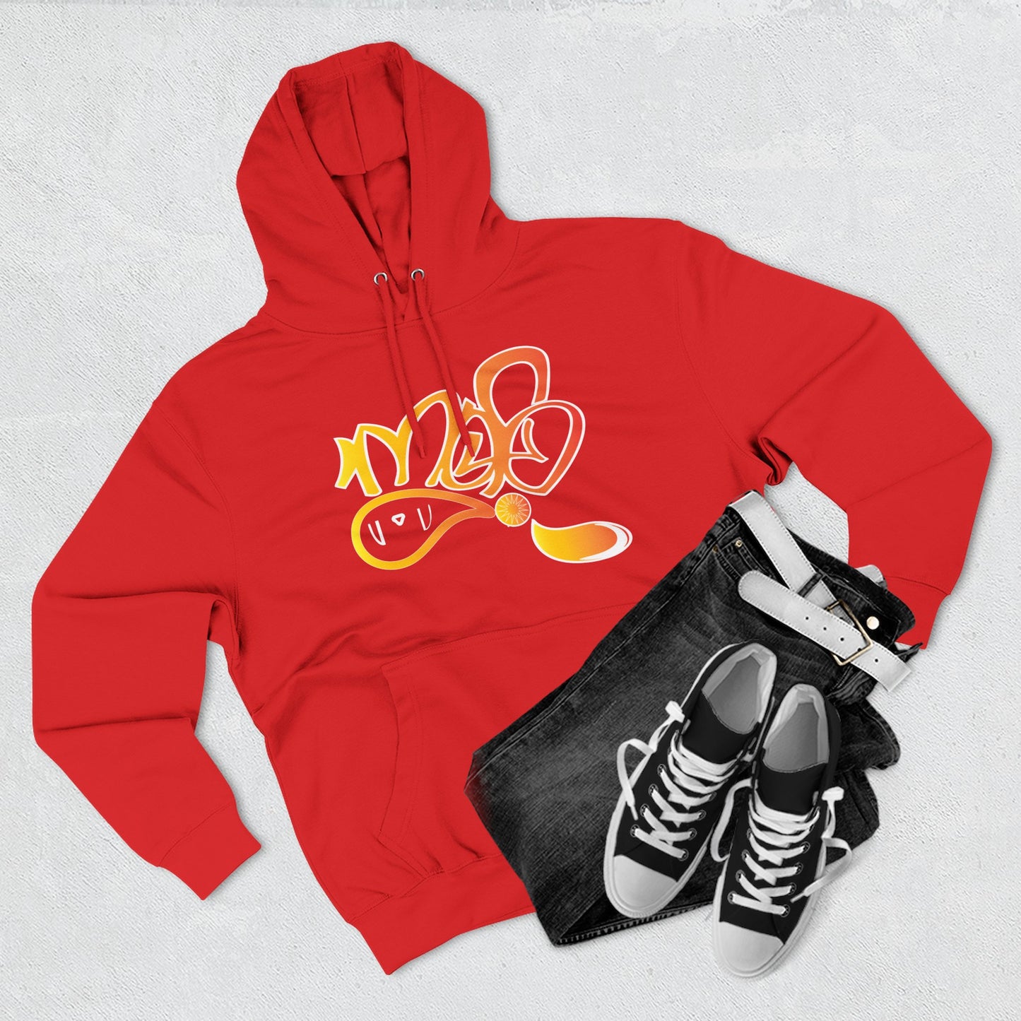Vibrant Three-Panel Fleece Hoodie, Cozy Streetwear, Graphic Hooded Sweatshirt, Casual Pullover, Perfect for Gifts and Everyday Wear