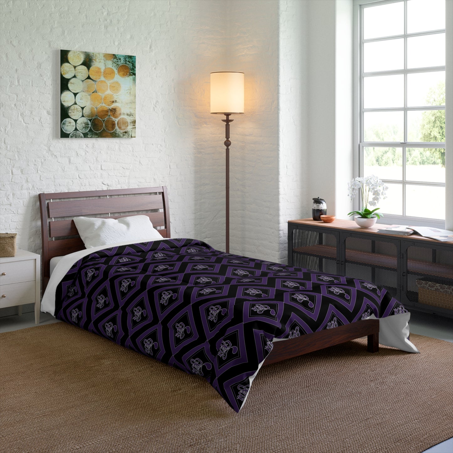 Elegant Gothic Comforter for Cozy Bedroom Décor, Dark Purple Bedding, Unique Home Accents, Perfect Gift for Halloween, Gothic Style