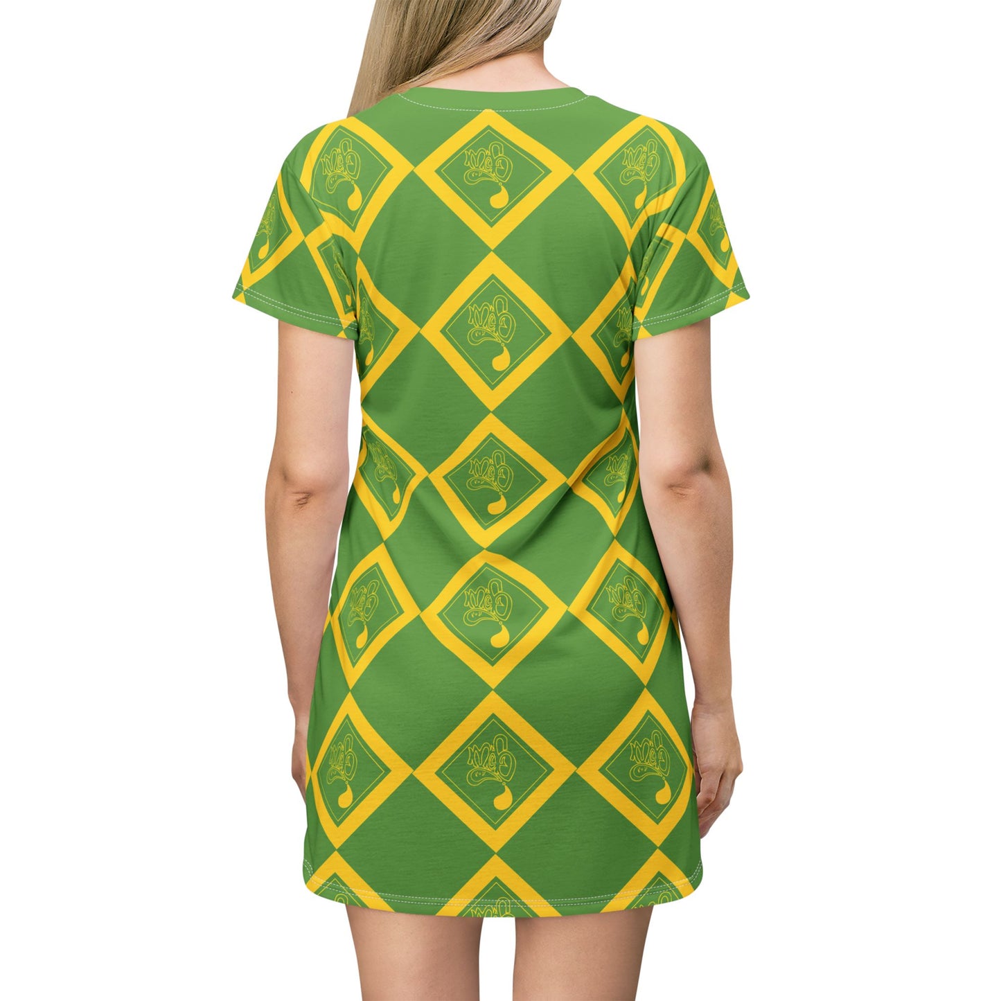 Vibrant Green AOP T-Shirt Dress, Comfortable Casual Dress, Trendy Summer Outfit, Gift for Her, Unique Daily Wear