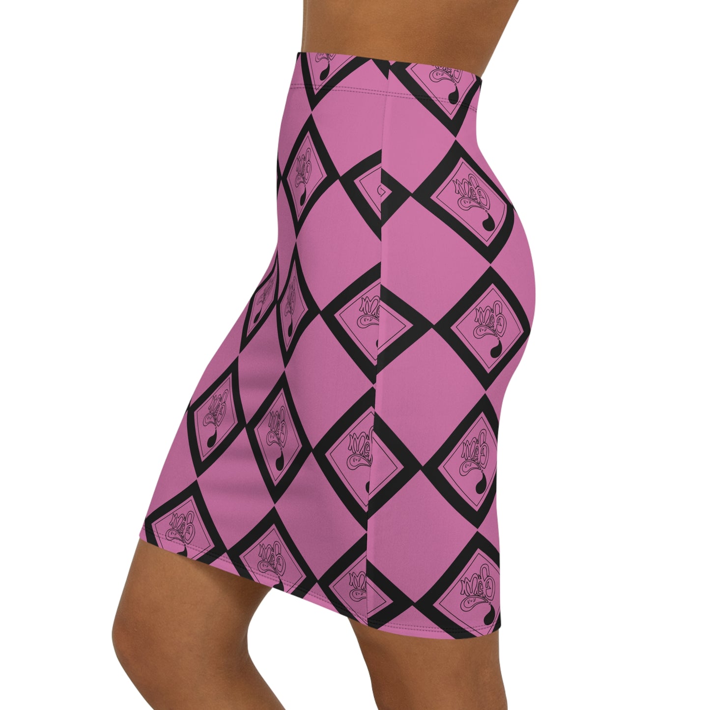 Chic Patterned Mid-Waist Pencil Skirt, Stylish Office Wear, Cute Date Night Outfit, Vibrant Summer Skirt, Fashionable Everyday Attire