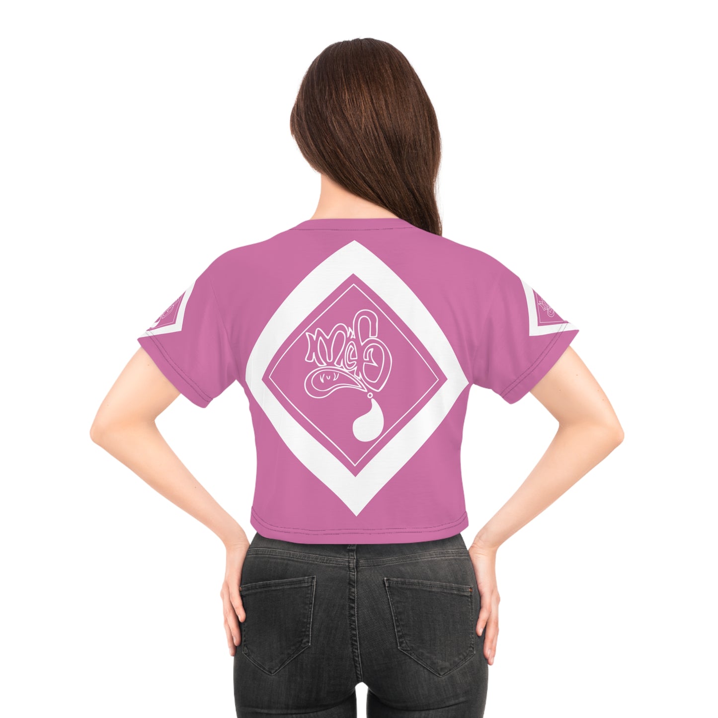 mofo 15star logo diamond combo crop tee pink