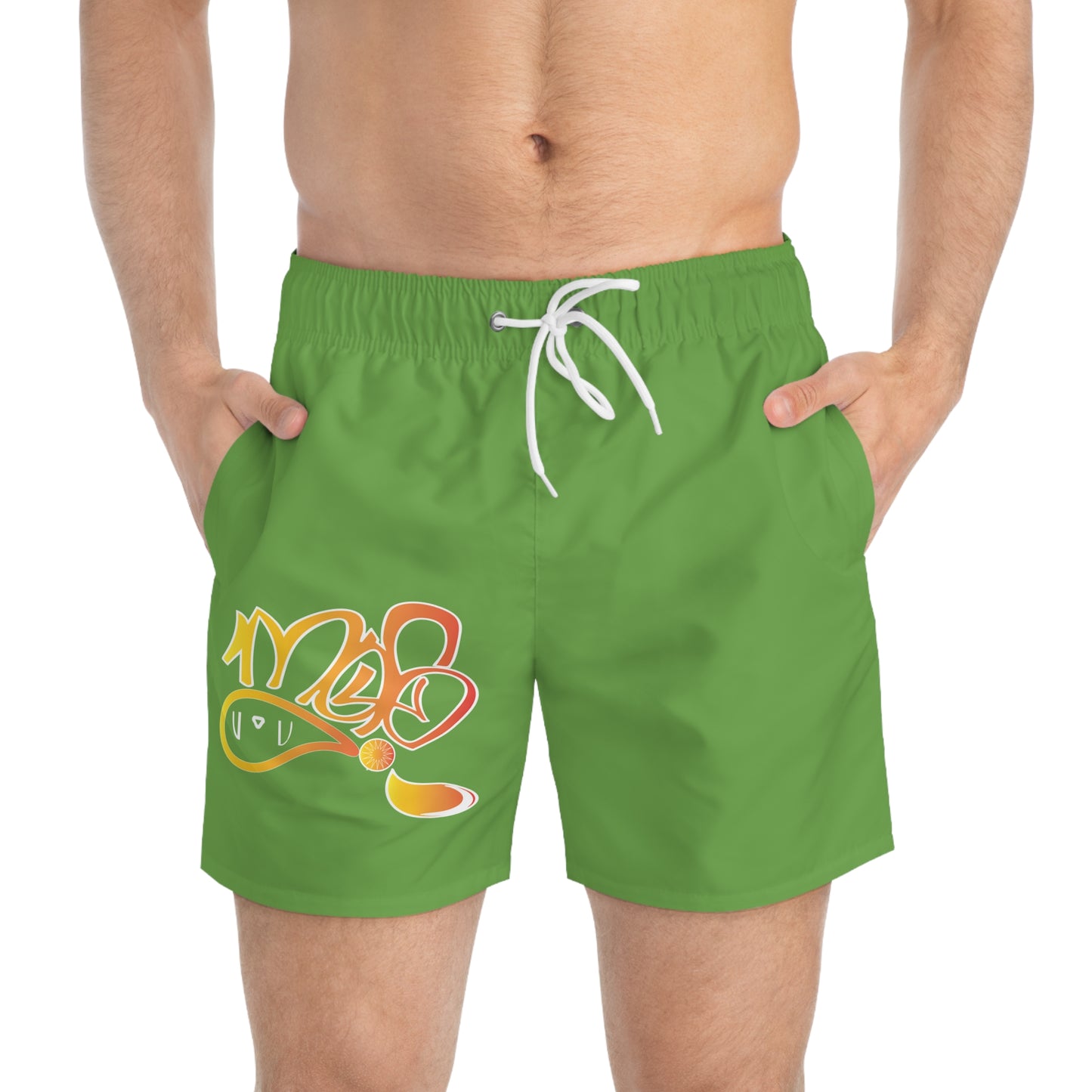 Vibrant Graffiti Swim Trunks, Beachwear for Summer, Swim Shorts for Vacation, Pool Party Essentials, Gift for Him
