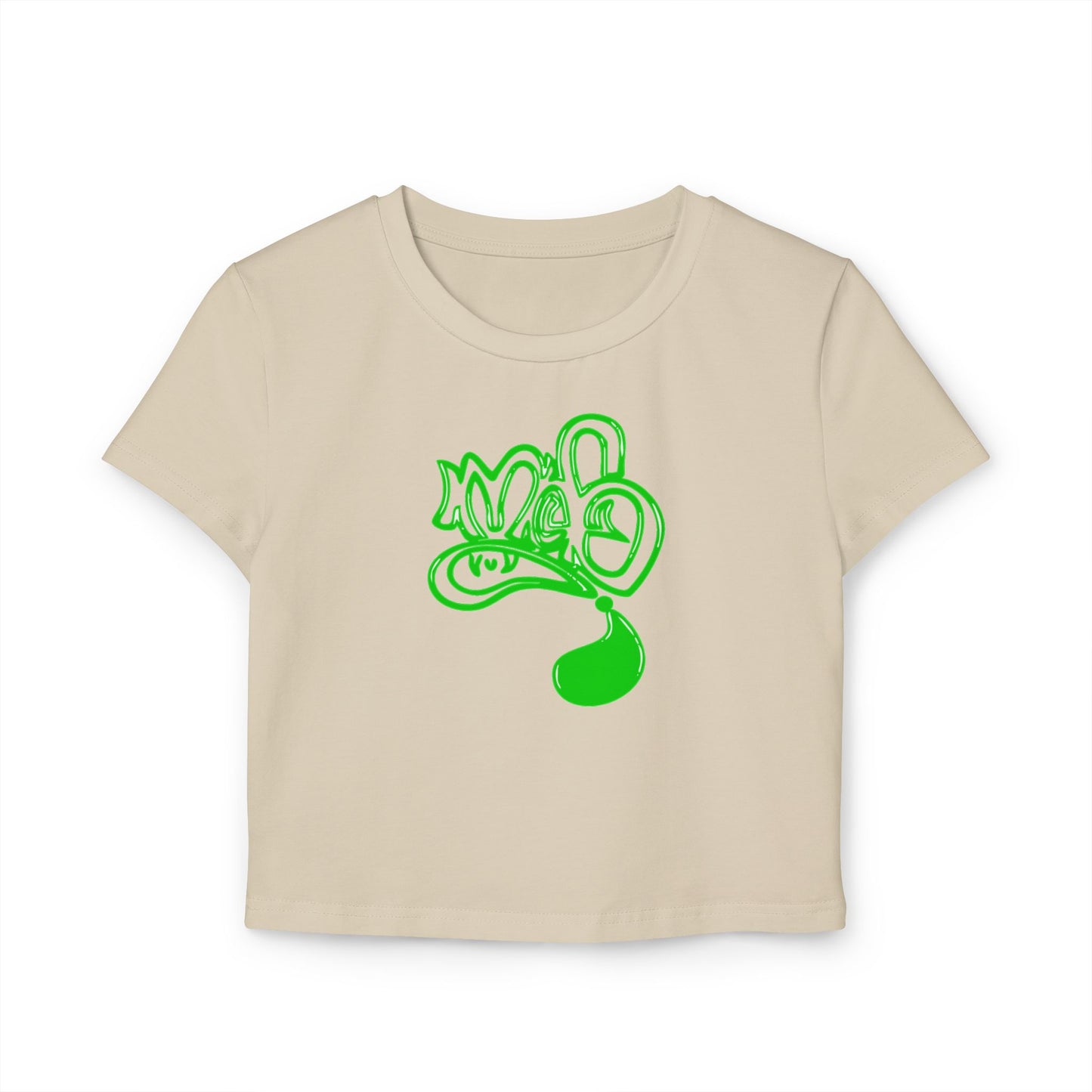 Trendy Women's Baby Tee with Stylish Green Design, Cute Casual Top, Summer Outing Shirt, Gift for Her, Festival Wear, Street Style Tee