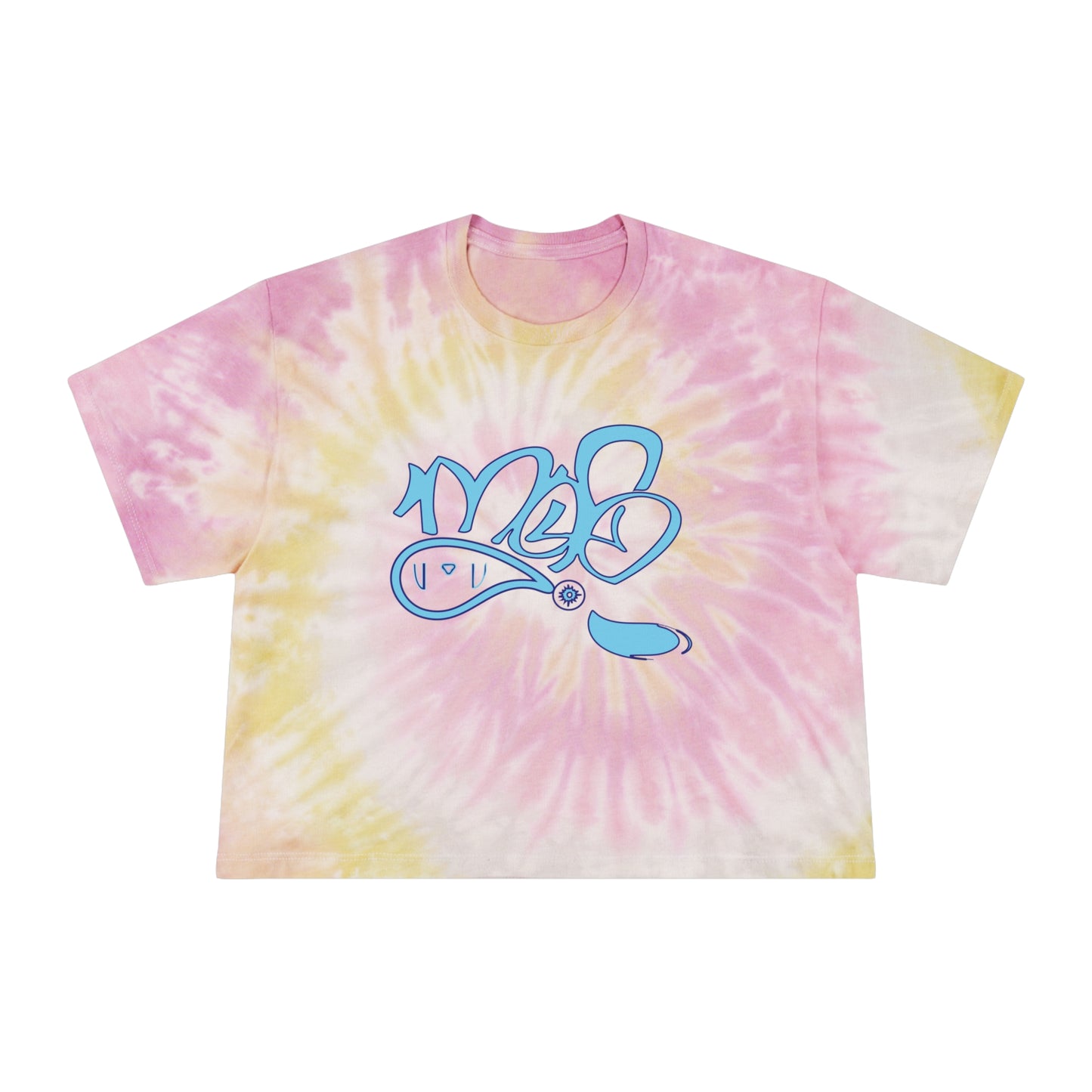 Blue Tie-Dye Crop Tee for Women, Casual Summer Top, Beachwear, Yoga Top, Gift for Her, Boho Fashion