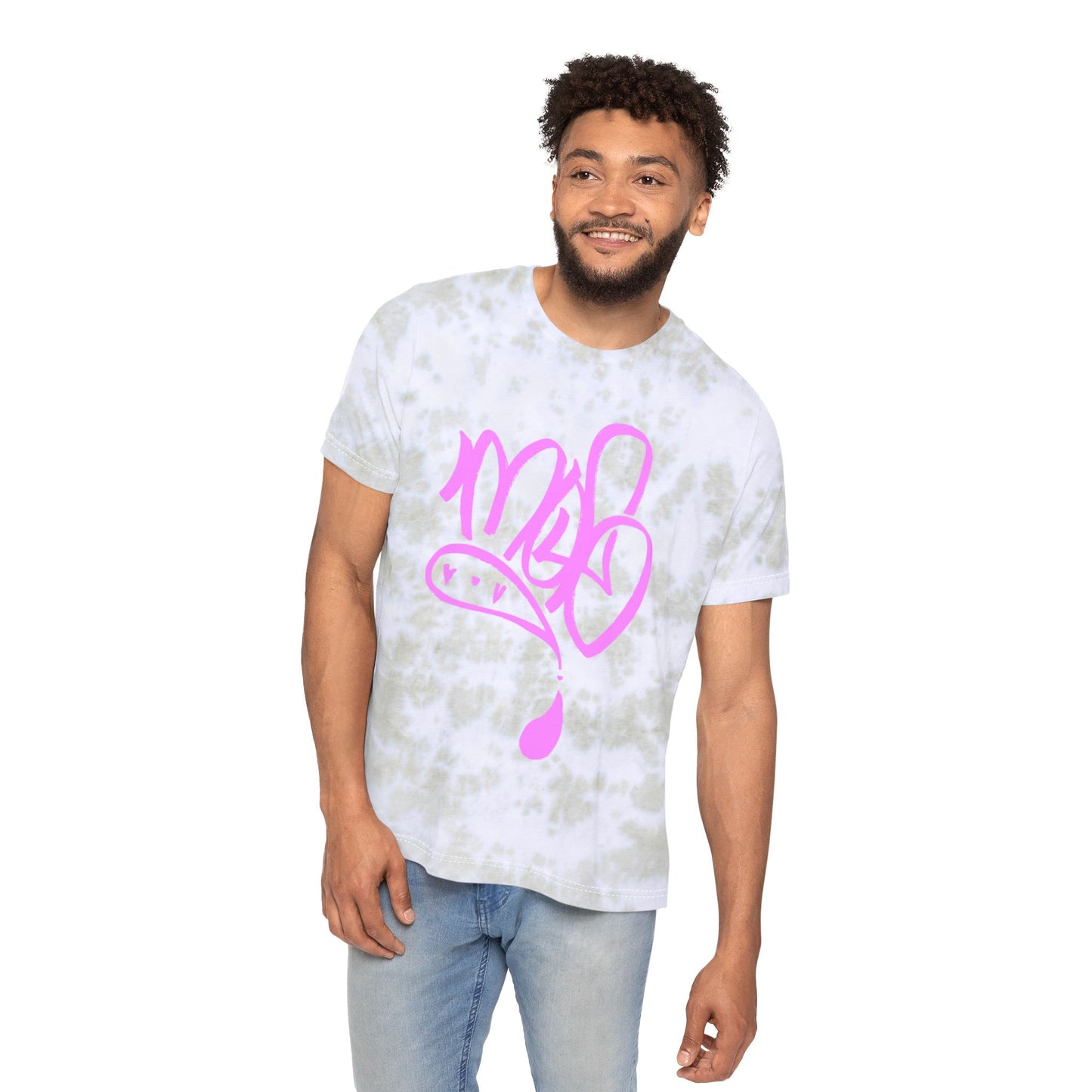 Trendy Unisex Tie-Dye T-Shirt with Pink Prints, Casual Wear, Summer Essentials, Streetwear, Gift for Fashion Lovers