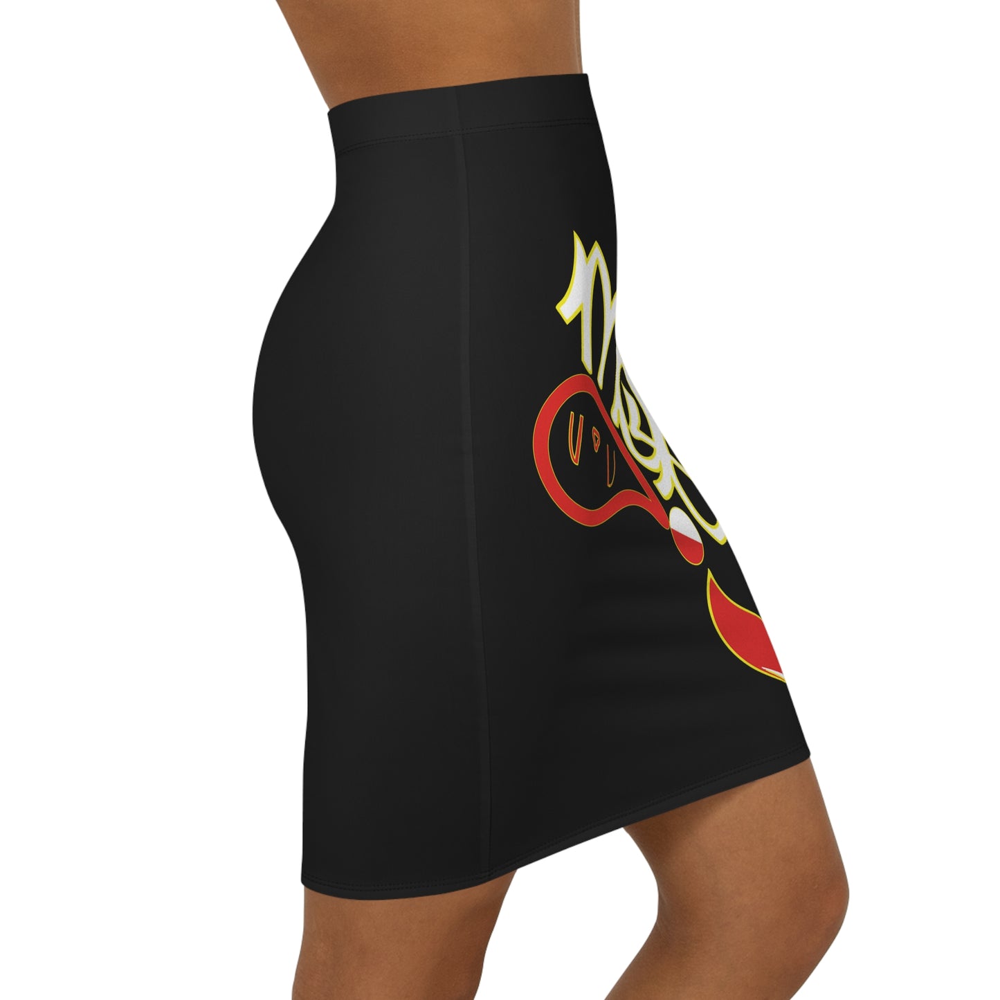 Bold Graphic Women's Pencil Skirt, Chic Urban Fashion, Casual Everyday Wear, Party Outfit, Street Style