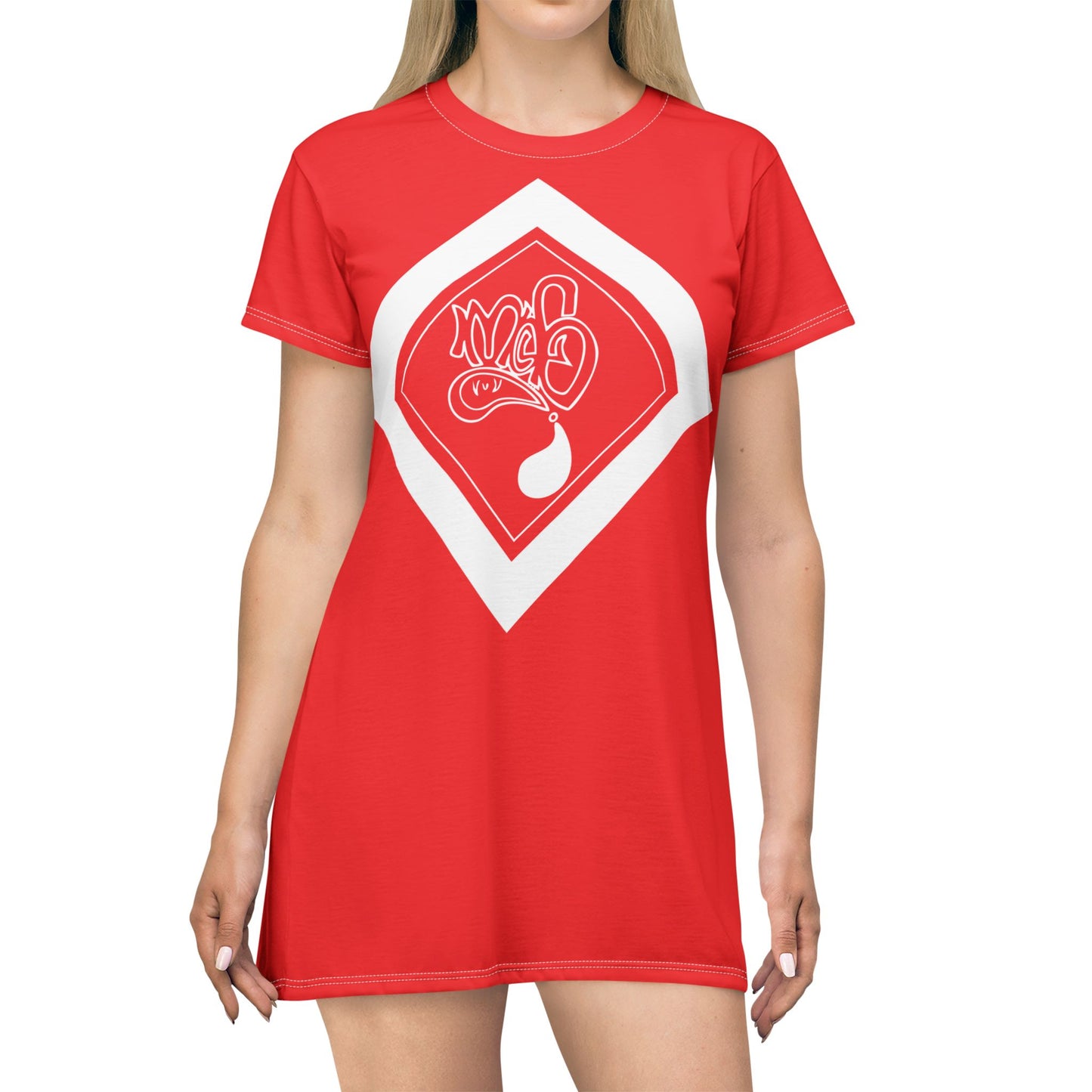 Vibrant Red Graphic T-Shirt Dress for Fun Days, Casual Wear, Trendy Summer Style, Perfect Gift for Birthdays, Music Festivals