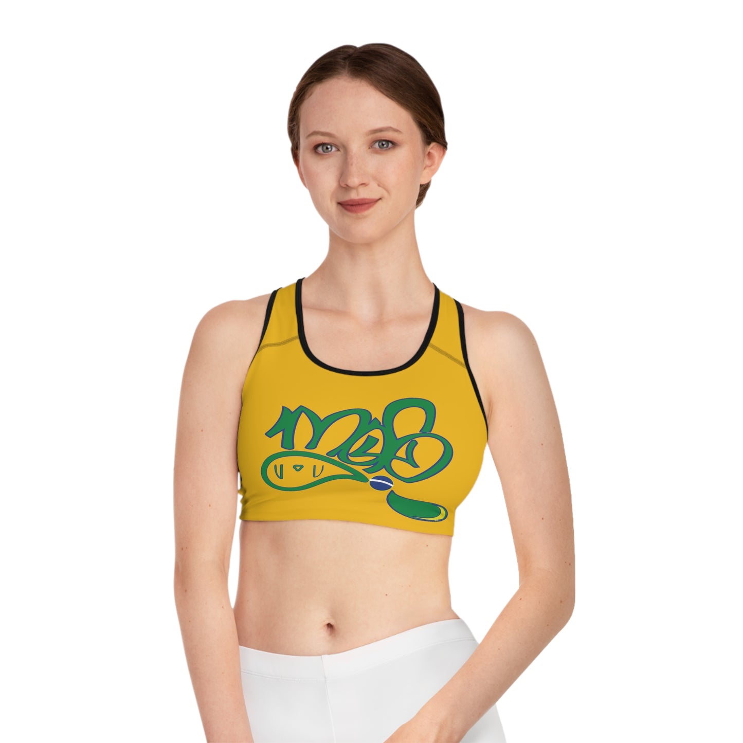 Trendy AOP Sports Bra for Active Lifestyle, Workout Gear, Fitness Apparel, Yoga, Running