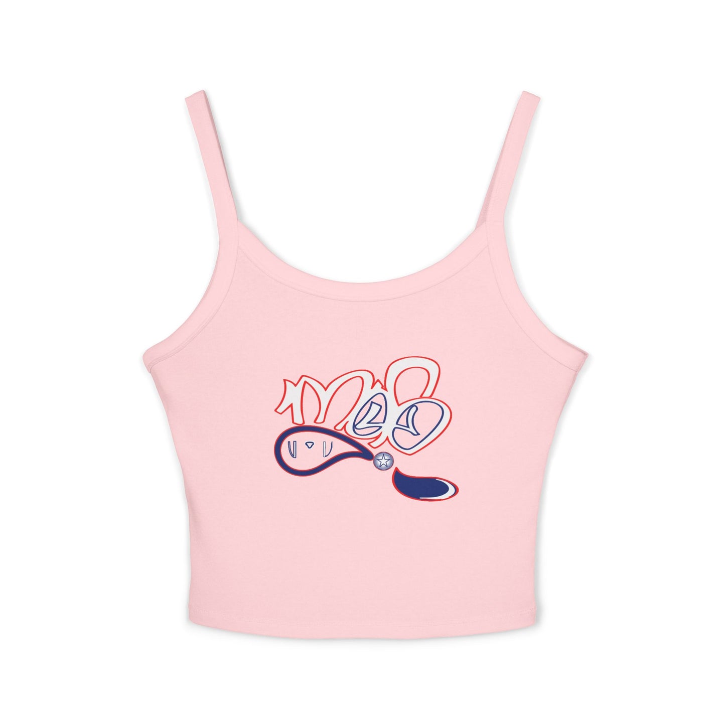 Chic Women's Spaghetti Strap Tank Top with Playful Design, Summer Essential, Beachwear, Casual Layering, Birthday Gift, Festival Fashion