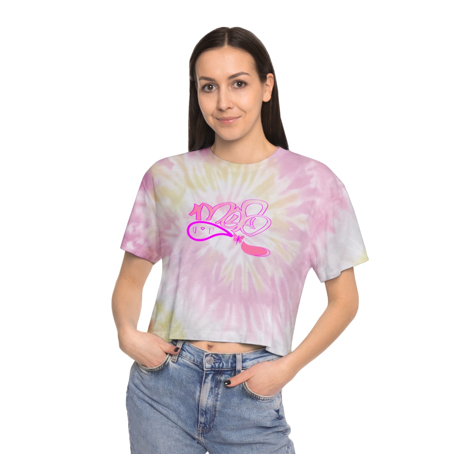 Trendy Women's Tie-Dye Crop Tee with Unique Design