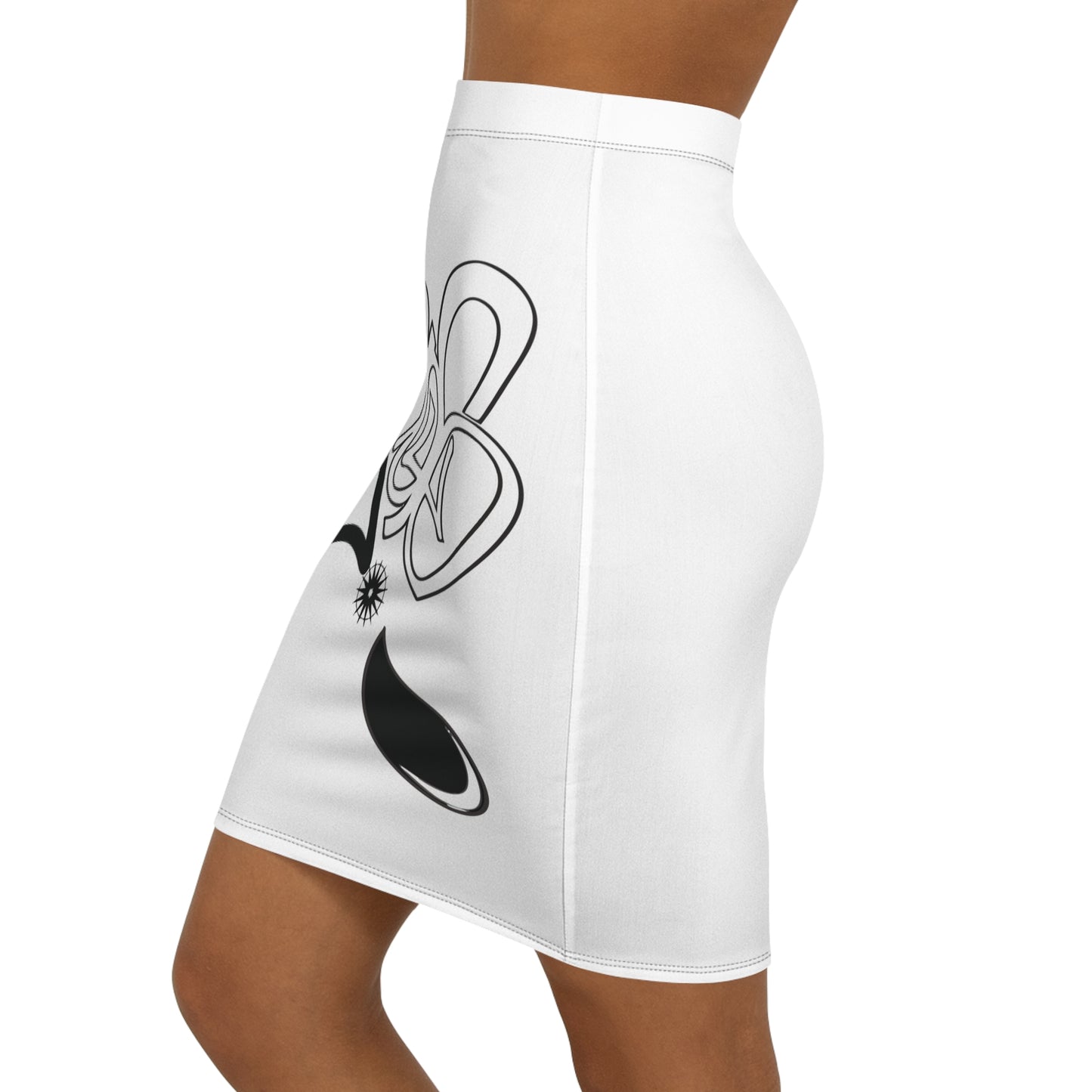 Chic Women's Mid-Waist Pencil Skirt with Trendy Graphic Design, Perfect for Work or Night Out, Stylish Apparel, Gifts for Her