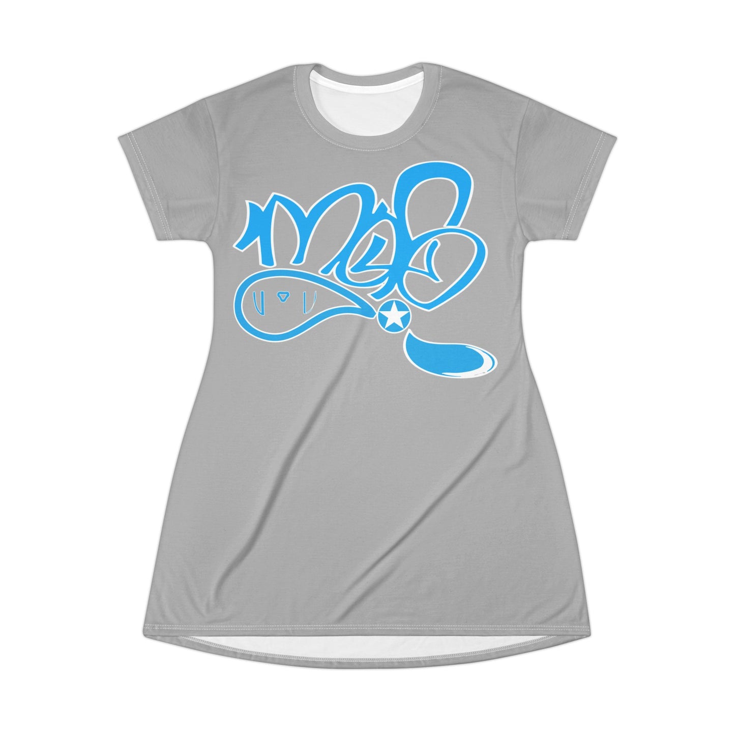 Graffiti Style T-Shirt Dress, Casual Streetwear Dress, Summer Outfit, Urban Fashion, Daily Comfort Dress