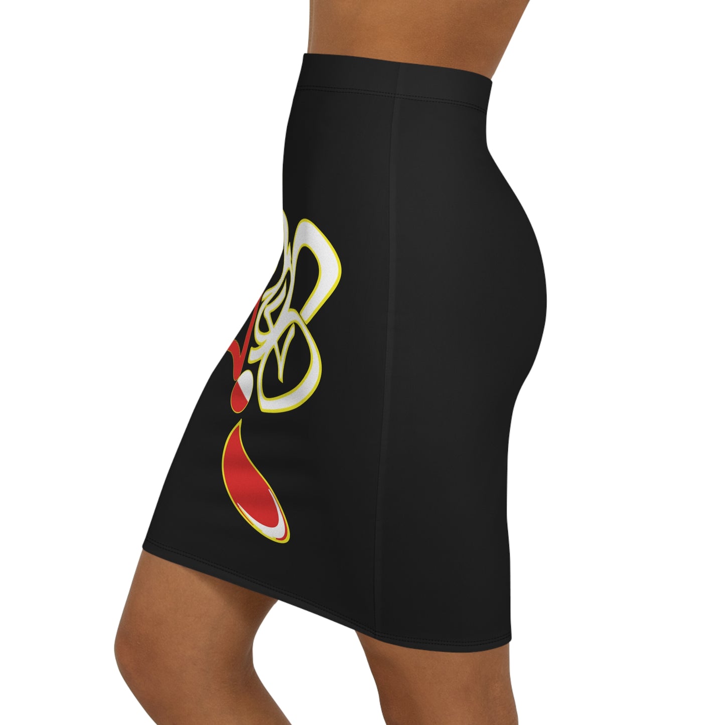 Bold Graphic Women's Pencil Skirt, Chic Urban Fashion, Casual Everyday Wear, Party Outfit, Street Style