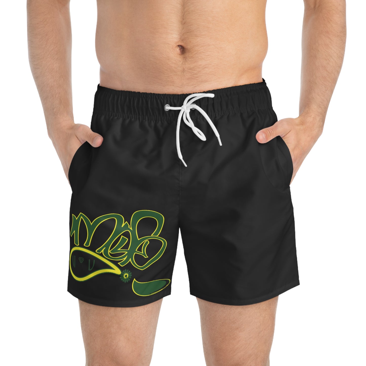 Stylish Graffiti Swim Trunks, Summer Beachwear, Vacation Attire, Pool Party Essentials, Gift for Him