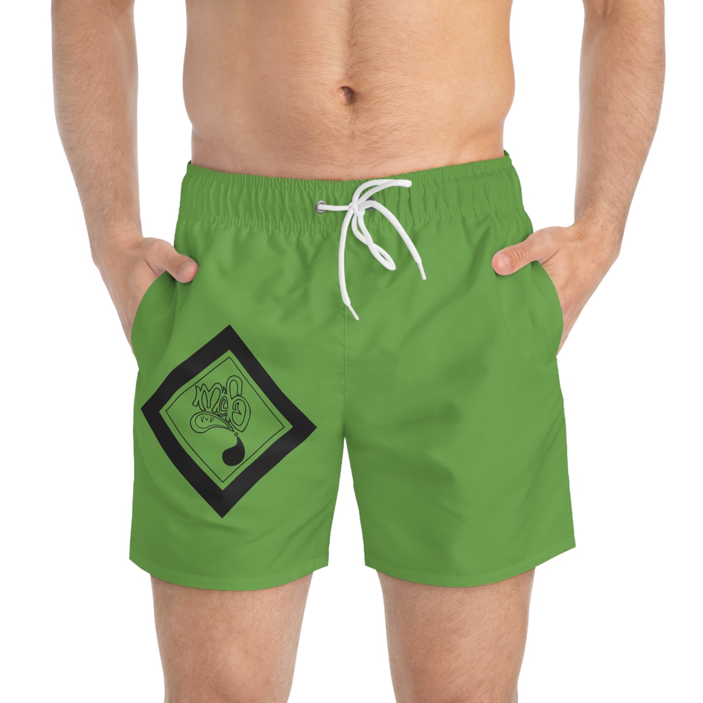Vibrant Green Swim Trunks, Summer Beachwear, Men's Swim Shorts, Pool Party Attire, Vacation Essentials